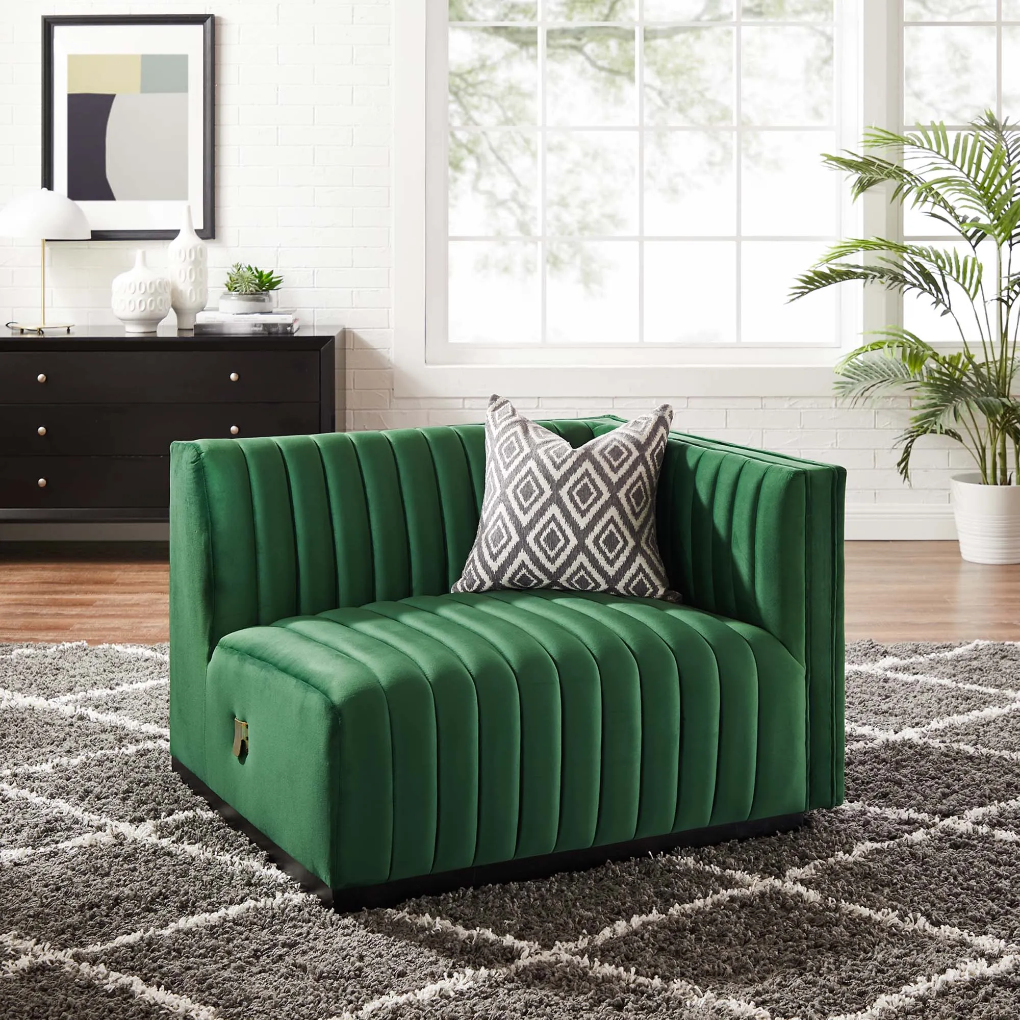 Conjure Channel Tufted Performance Velvet Right-Arm Chair by Modway