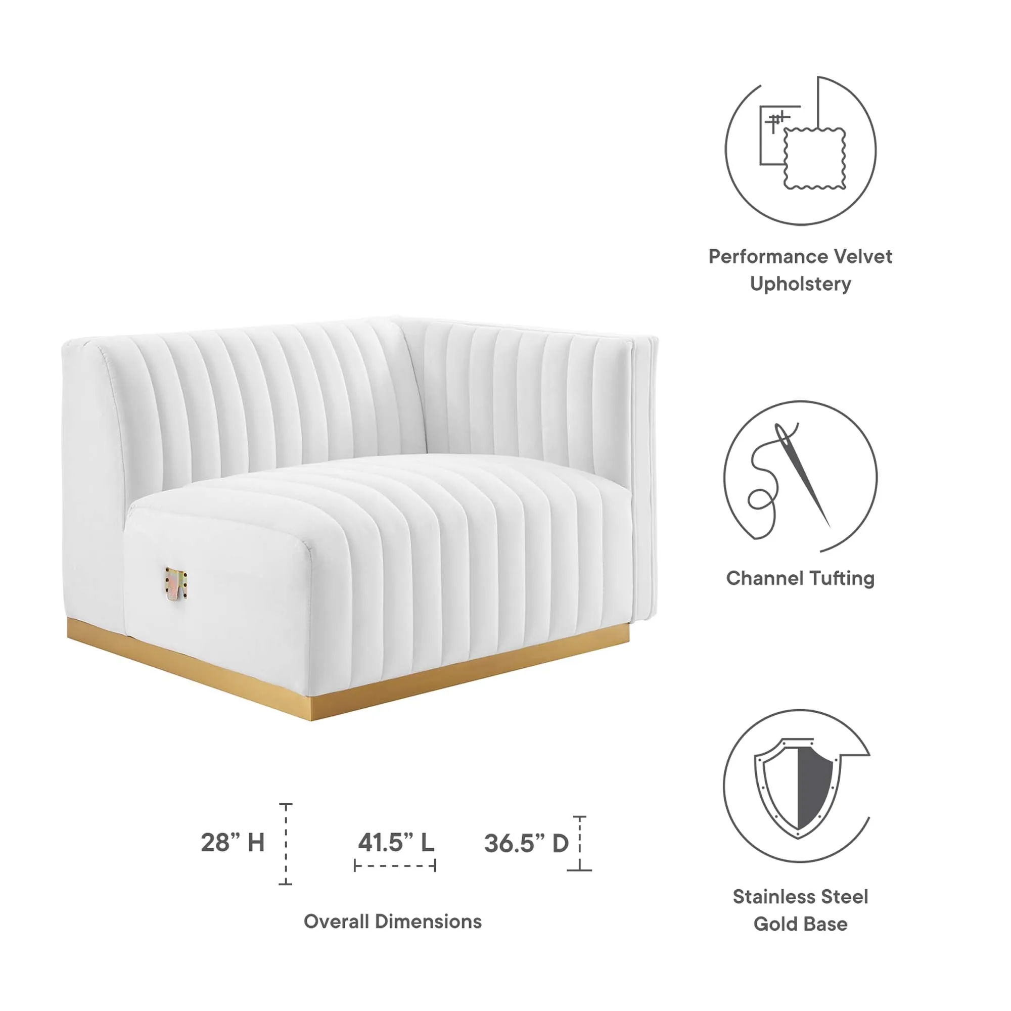 Conjure Channel Tufted Performance Velvet Right-Arm Chair by Modway