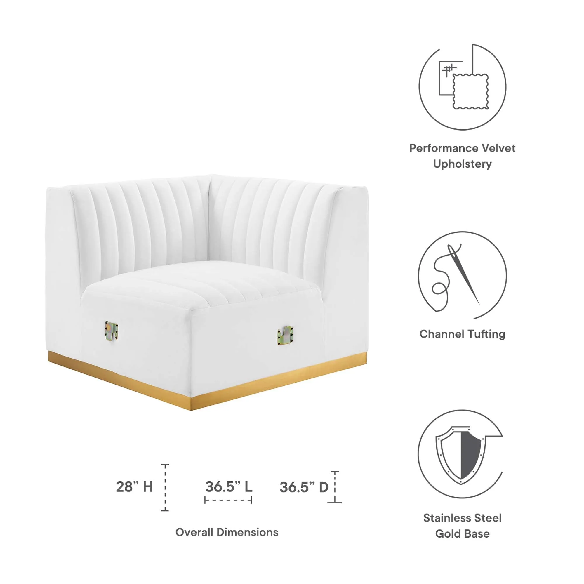 Conjure Channel Tufted Performance Velvet Right Corner Chair by Modway