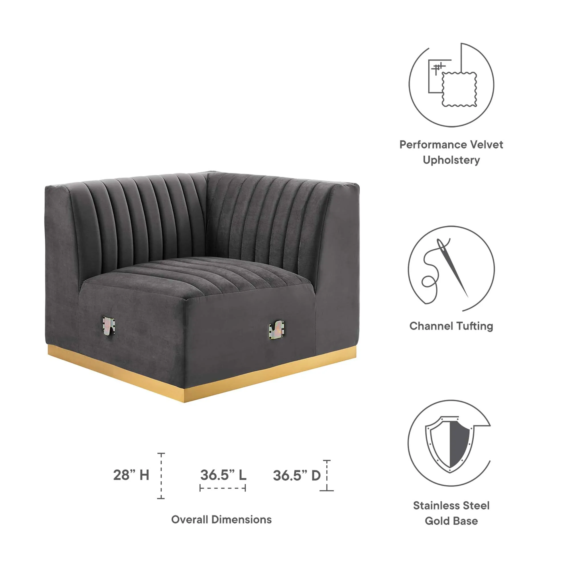Conjure Channel Tufted Performance Velvet Right Corner Chair by Modway
