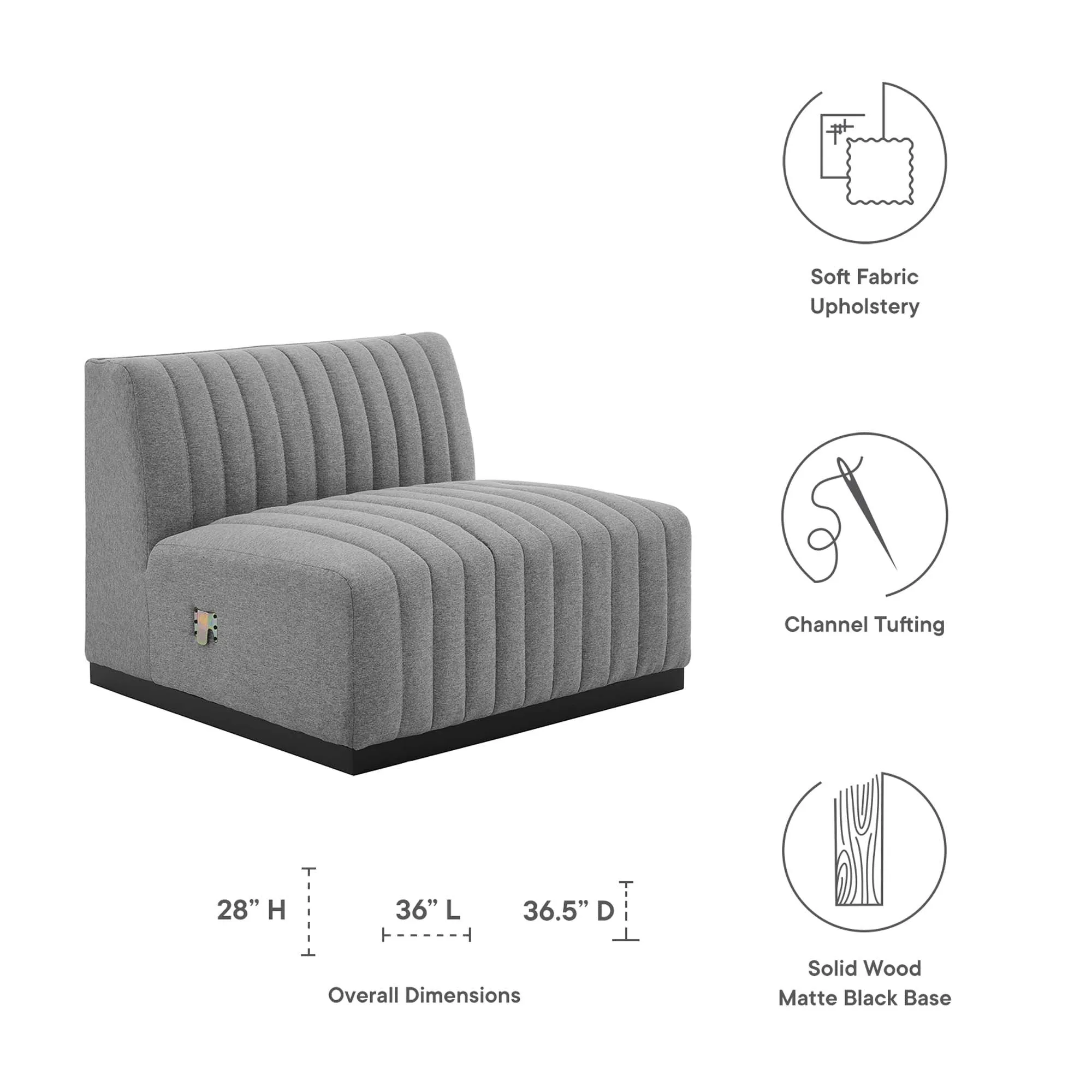 Conjure Channel Tufted Upholstered Fabric Armless Chair by Modway