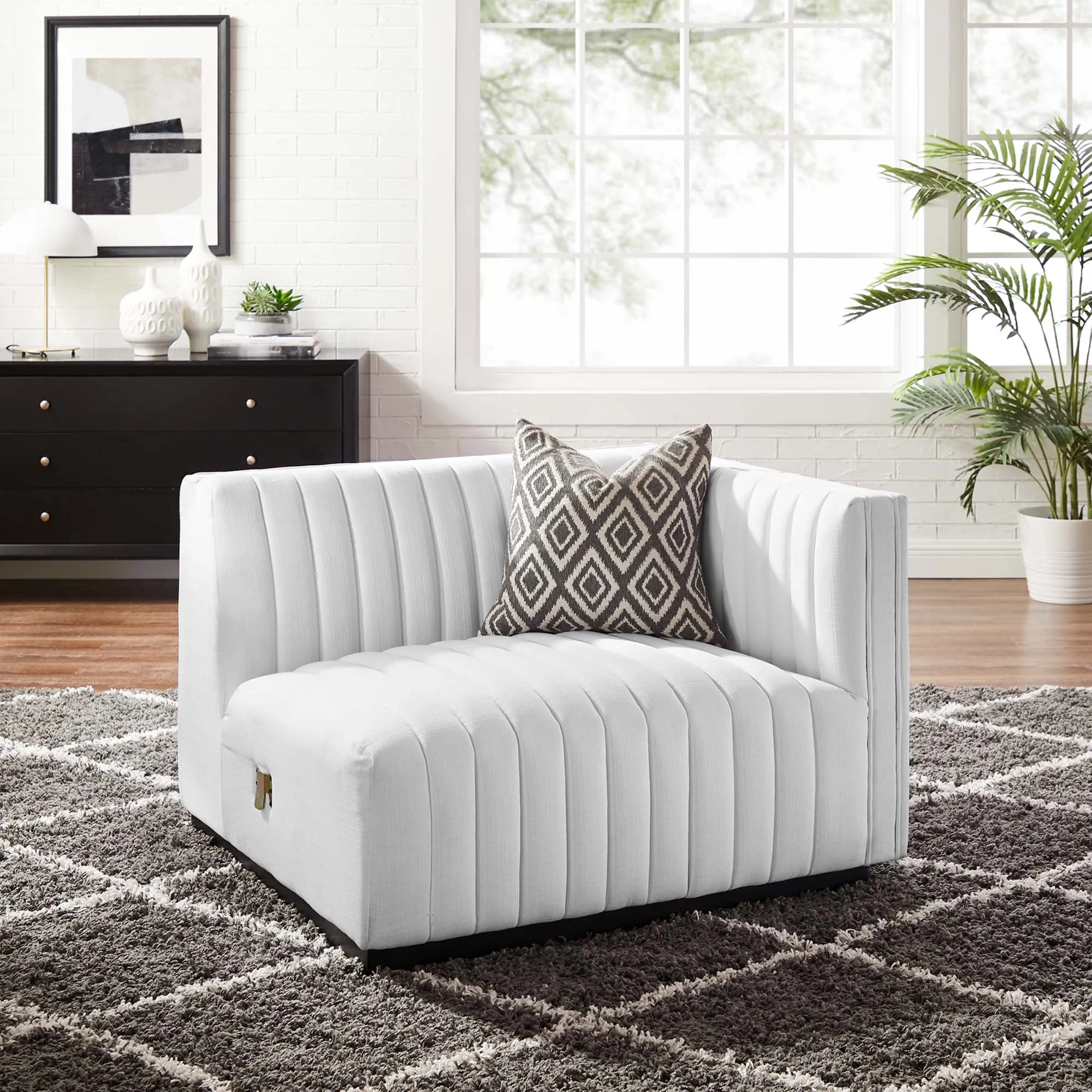 Conjure Channel Tufted Upholstered Fabric Right-Arm Chair by Modway