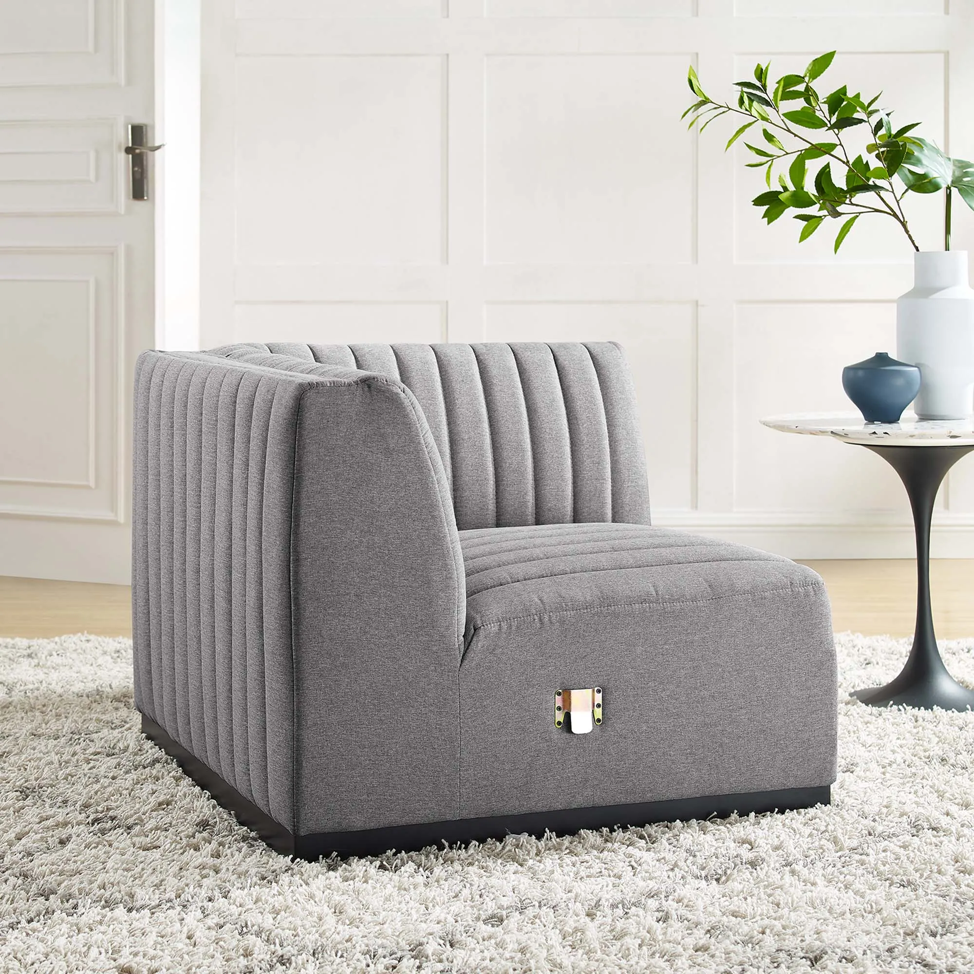 Conjure Channel Tufted Upholstered Fabric Right Corner Chair by Modway