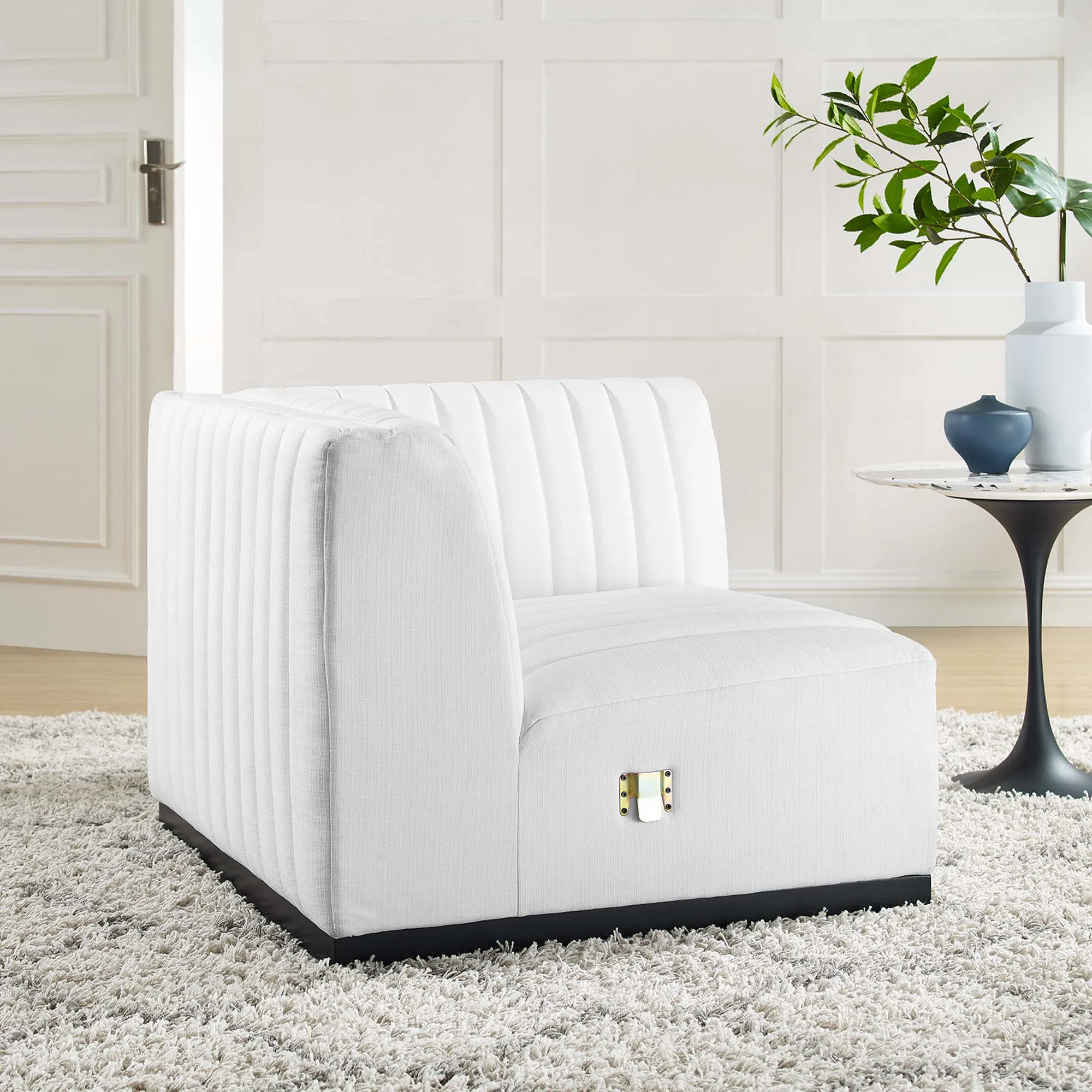 Conjure Channel Tufted Upholstered Fabric Right Corner Chair by Modway