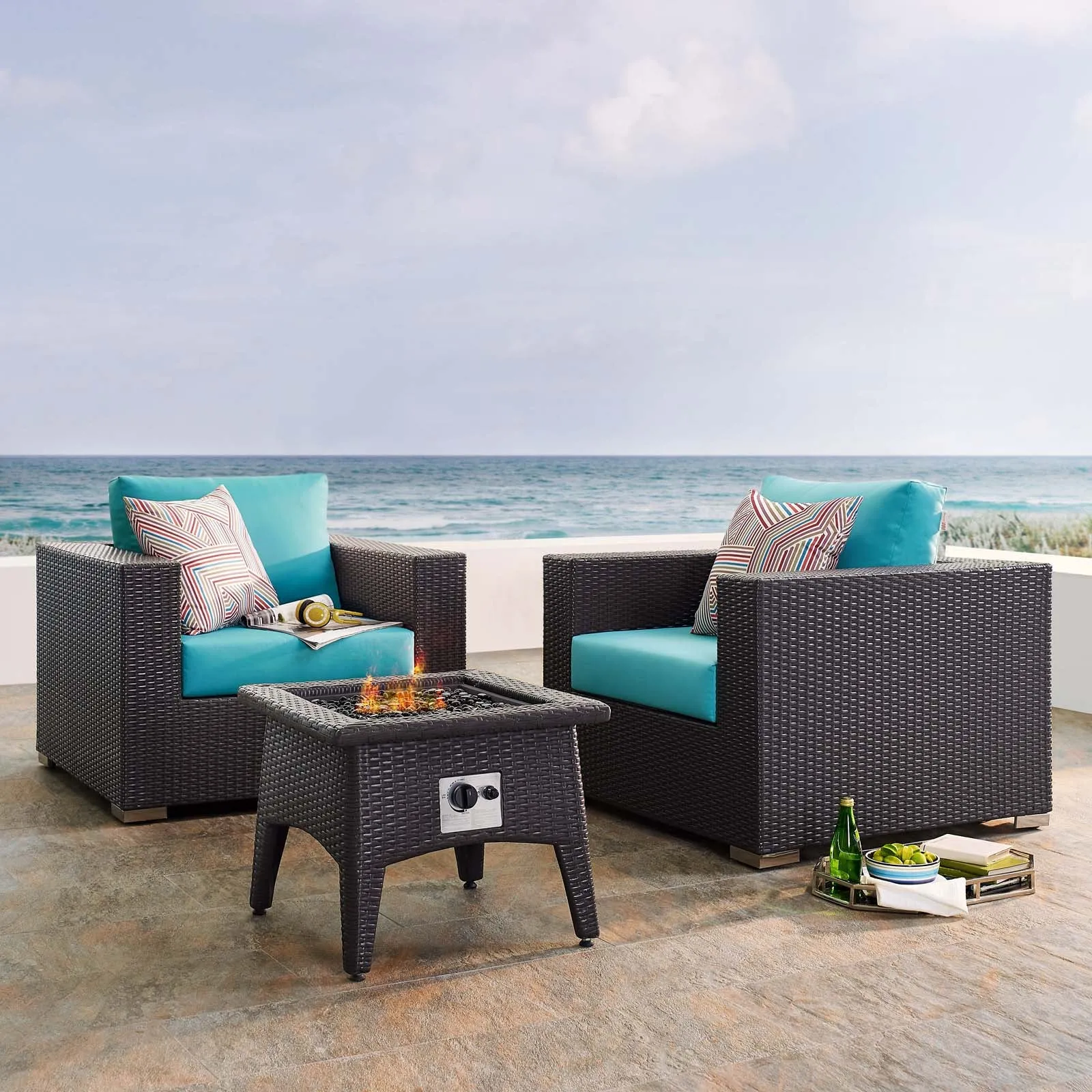Convene 3 Piece Set Outdoor Patio with Fire Pit by Modway