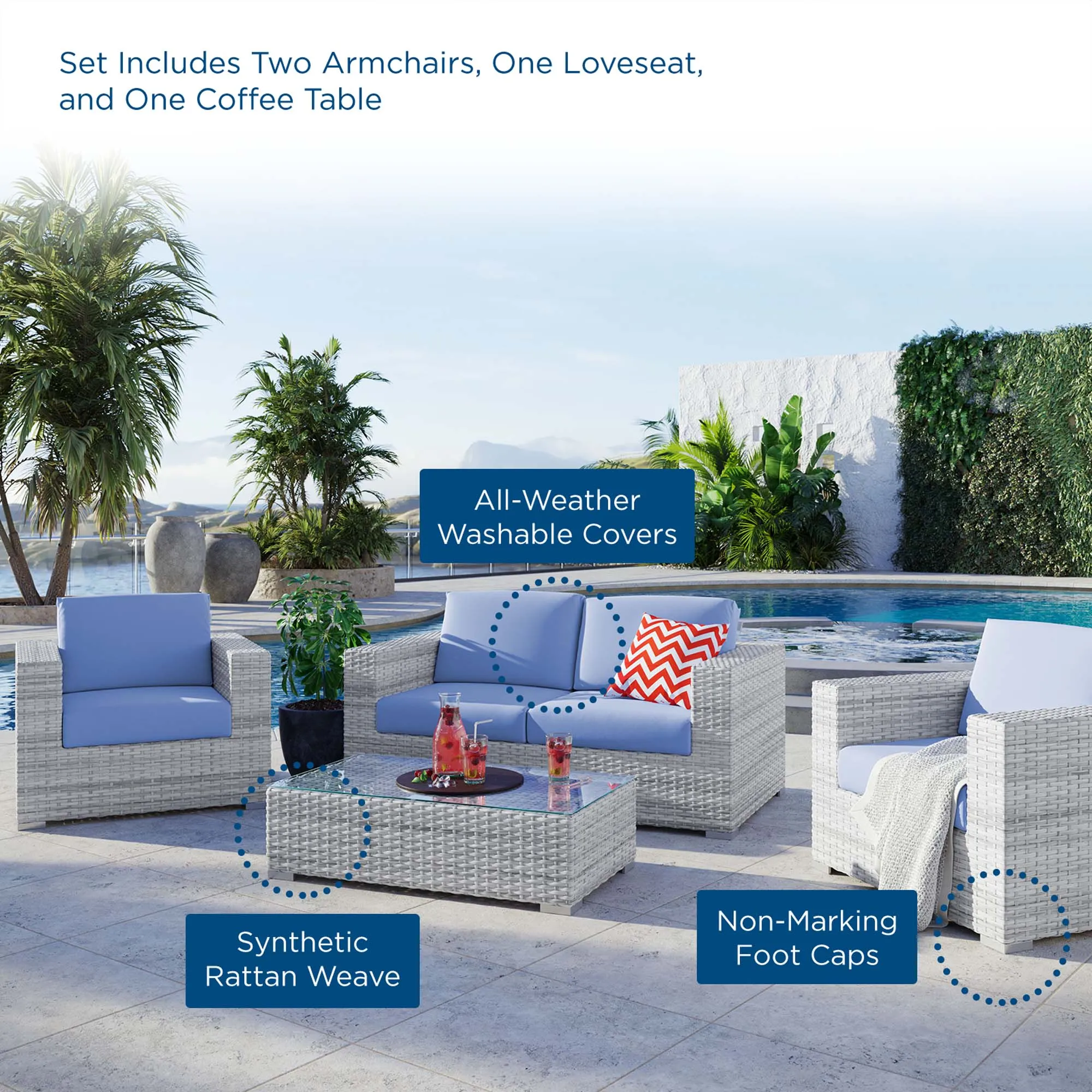 Convene 4-Piece Outdoor Patio Set by Modway