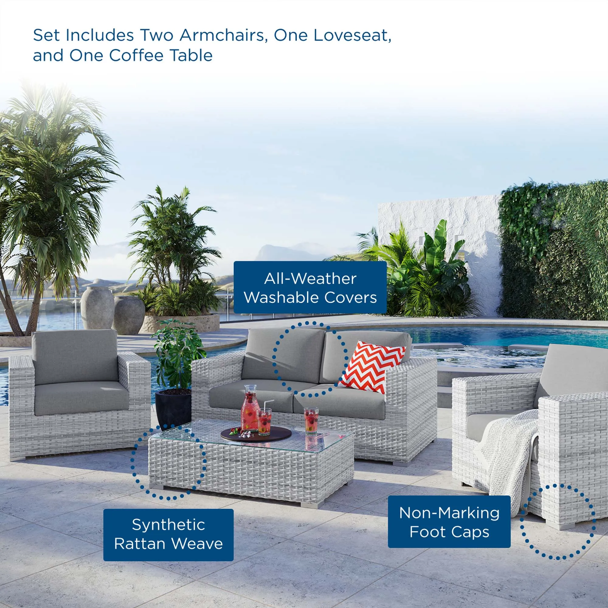 Convene 4-Piece Outdoor Patio Set by Modway