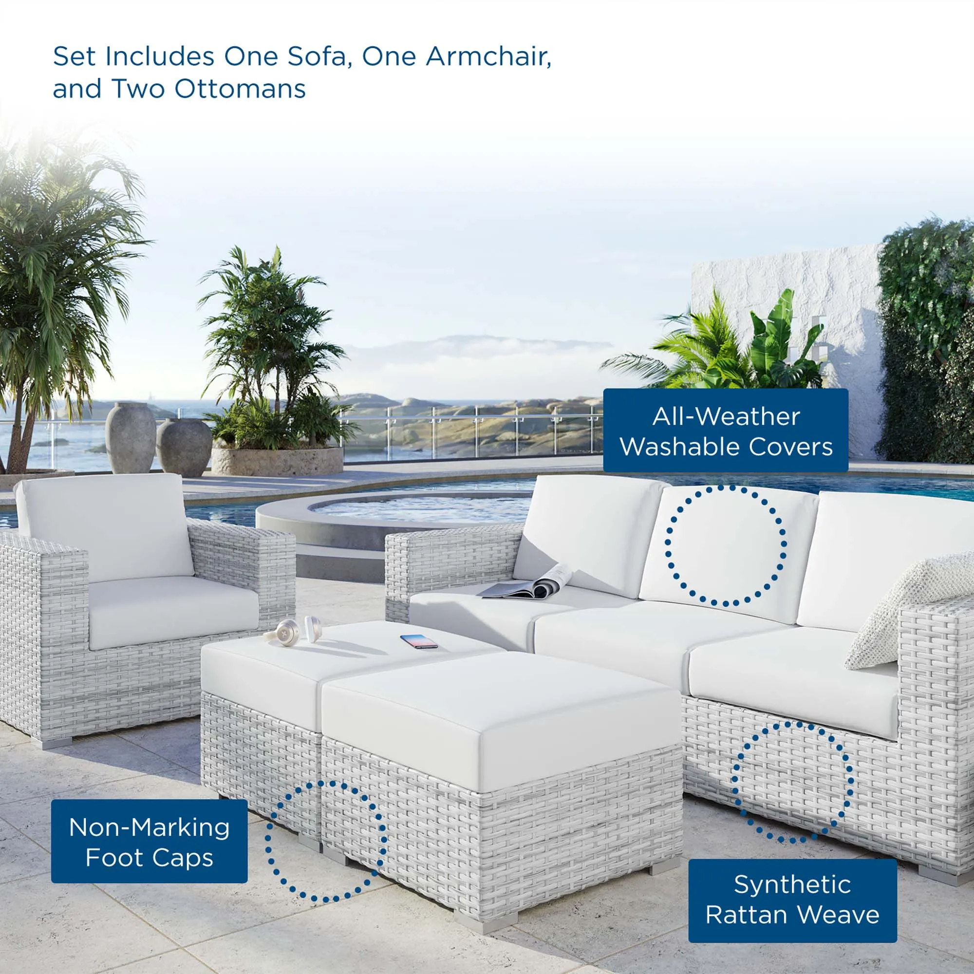 Convene 4-Piece Outdoor Patio Set by Modway