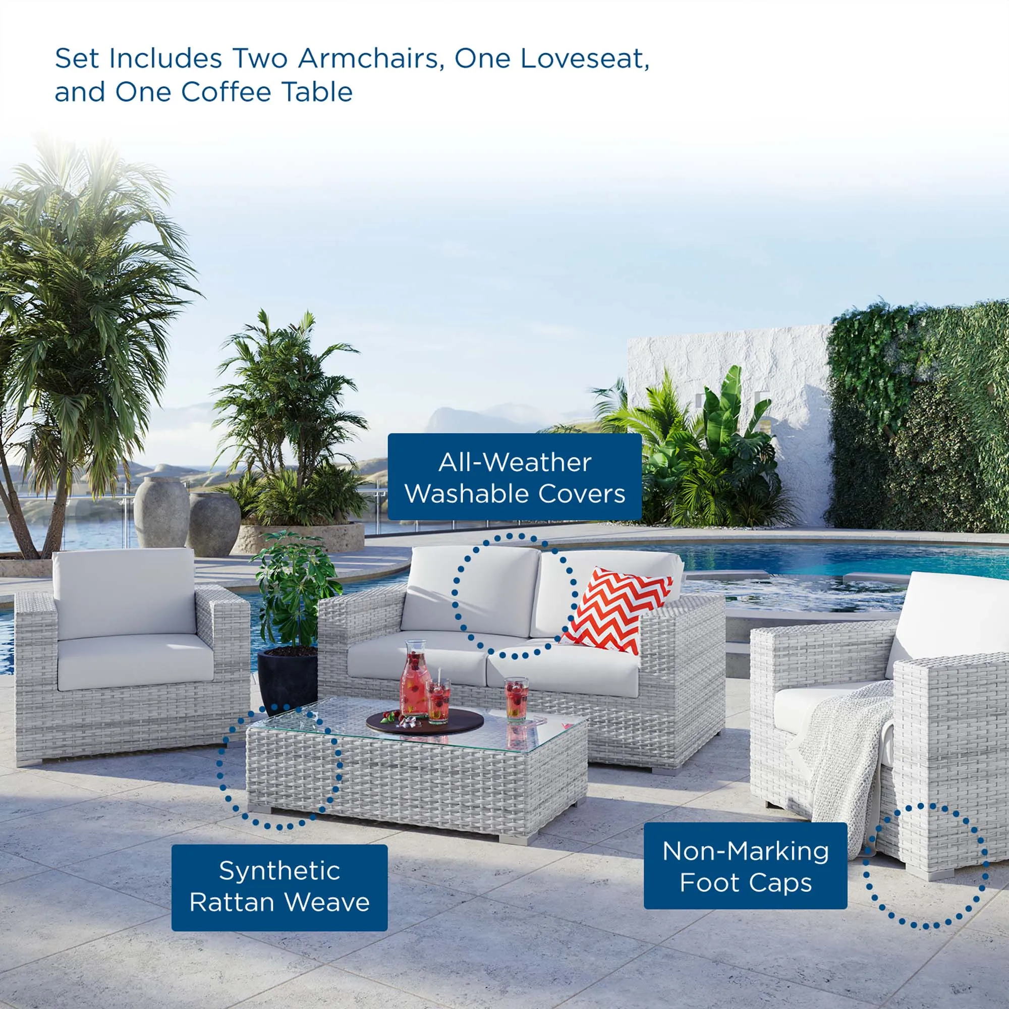 Convene 4-Piece Outdoor Patio Set by Modway