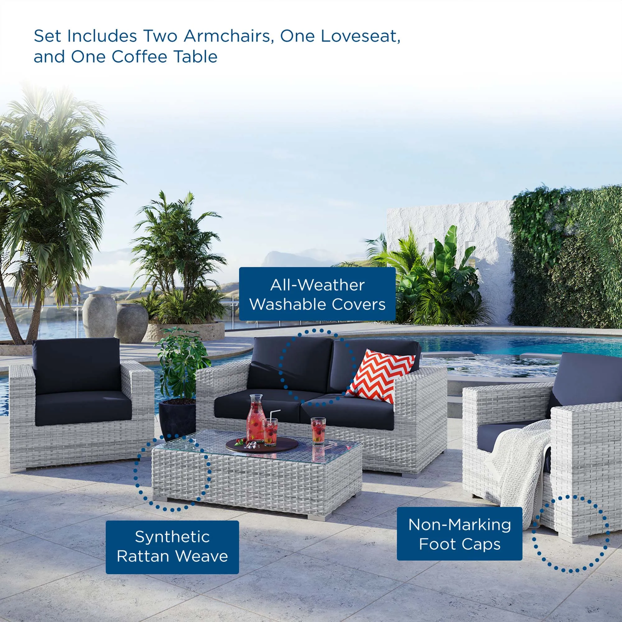Convene 4-Piece Outdoor Patio Set by Modway