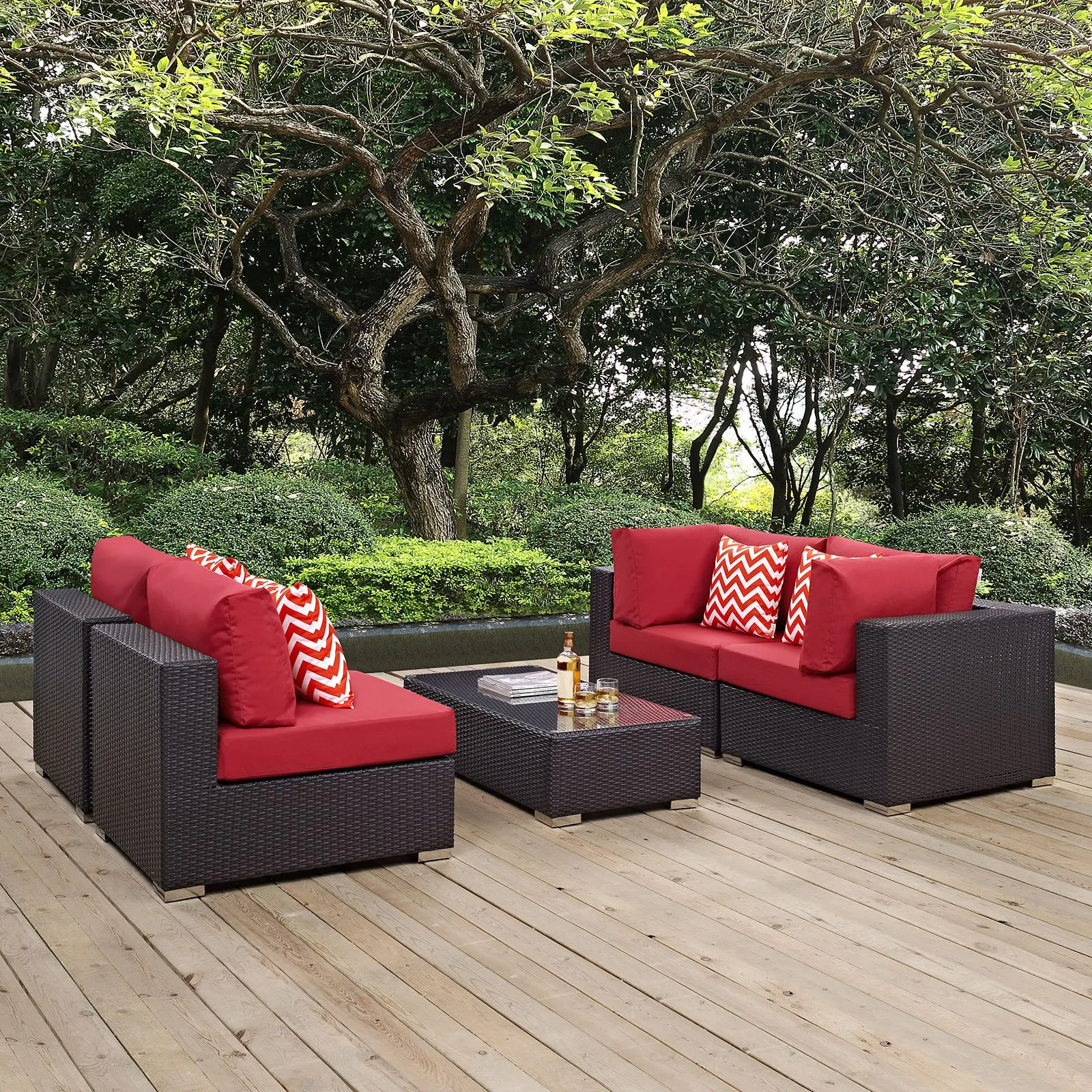Convene 5 Piece Outdoor Patio Sectional Set by Modway