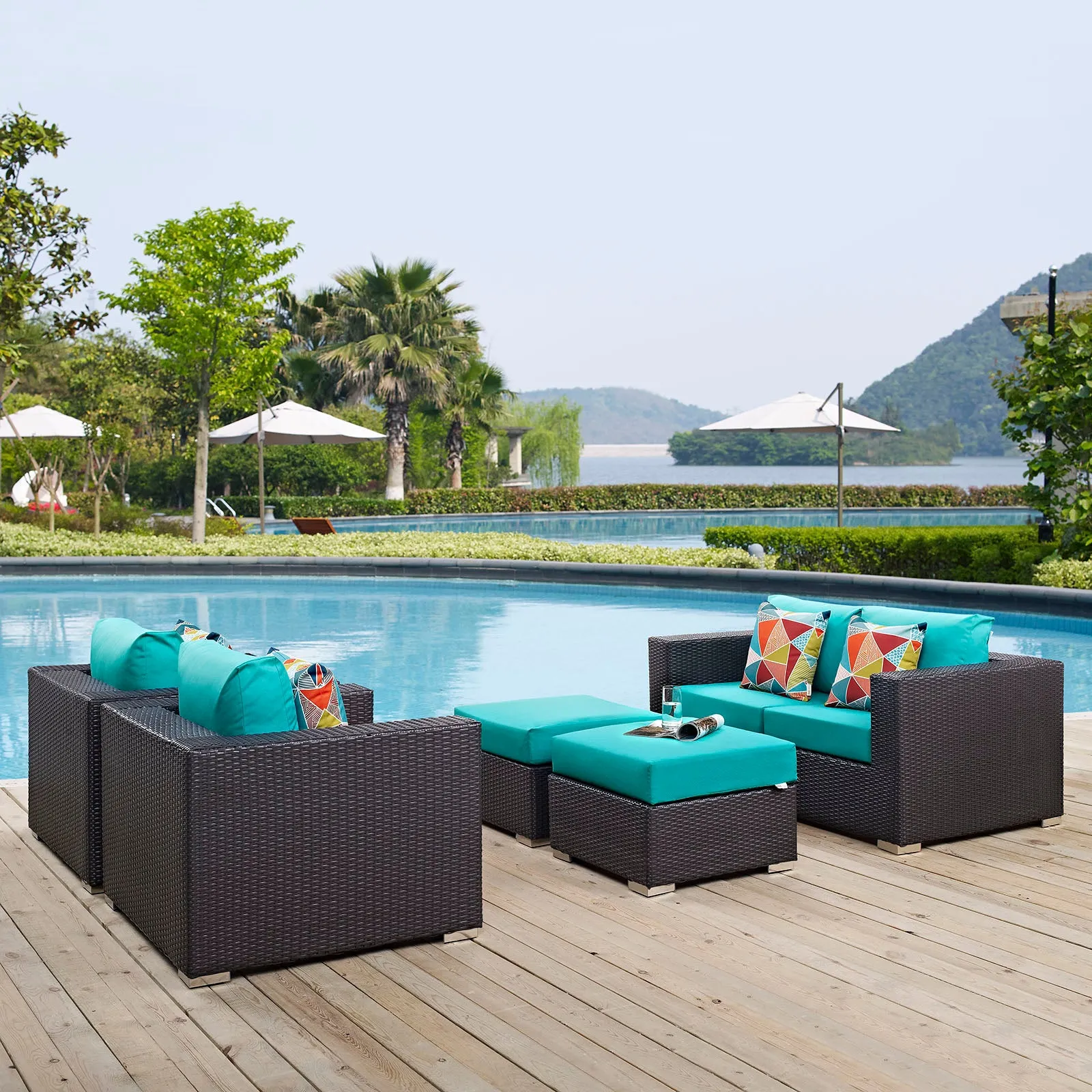 Convene 5 Piece Outdoor Patio Sofa Set by Modway