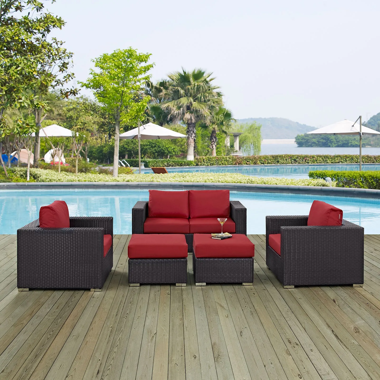 Convene 5 Piece Outdoor Patio Sofa Set by Modway