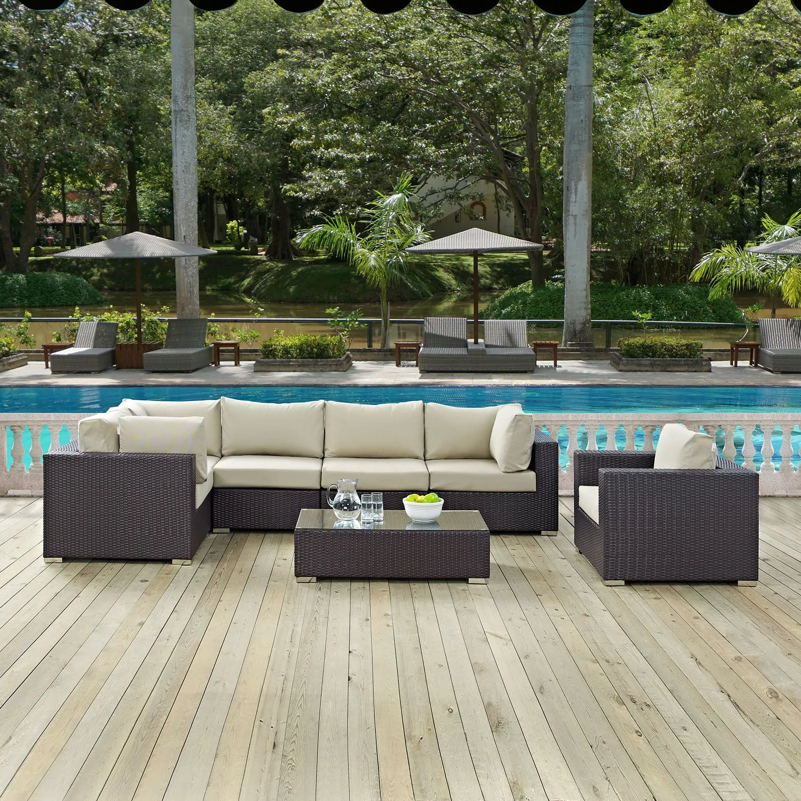 Convene 7 Piece Outdoor Patio Sectional Set by Modway