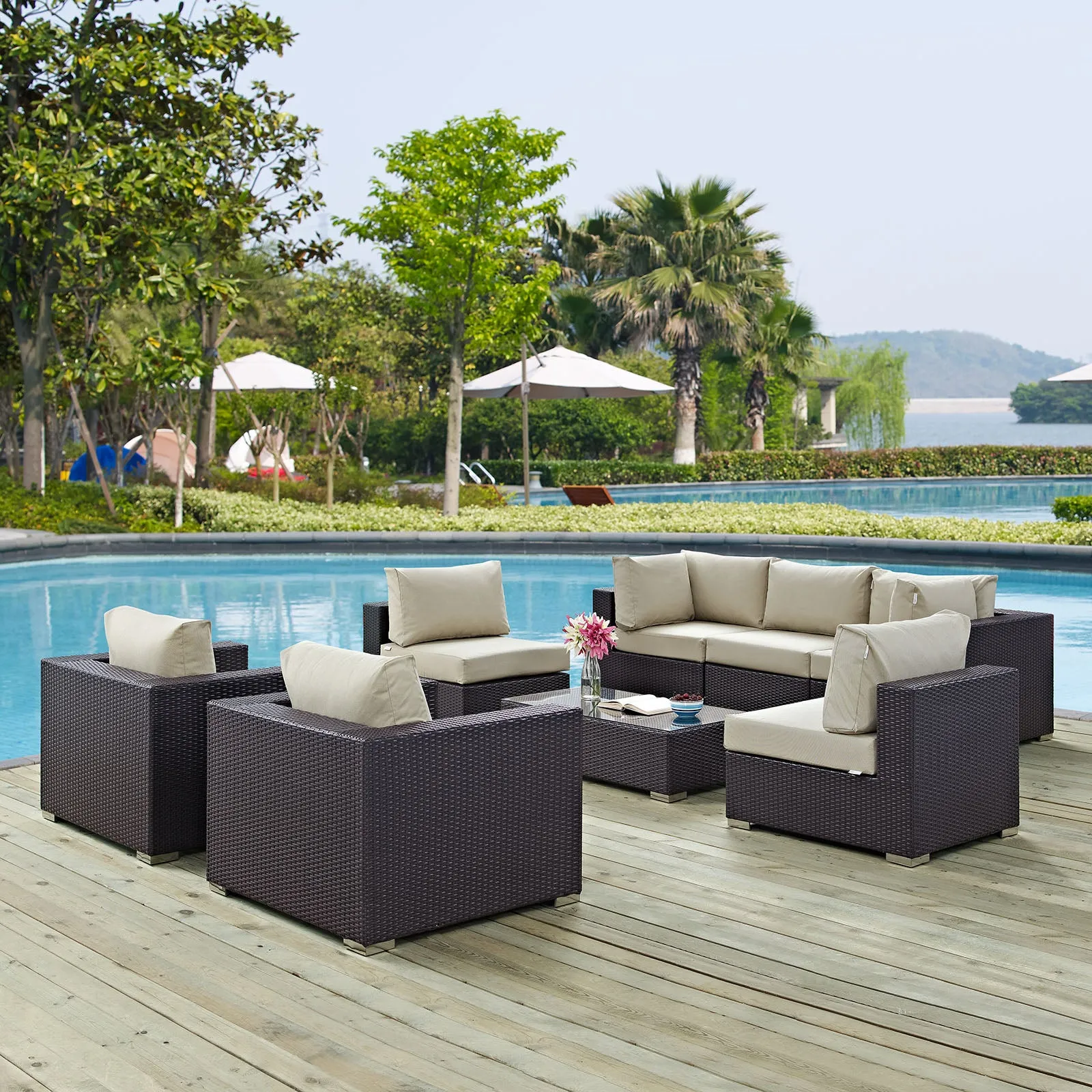 Convene 8 Piece Outdoor Patio Sectional Set by Modway