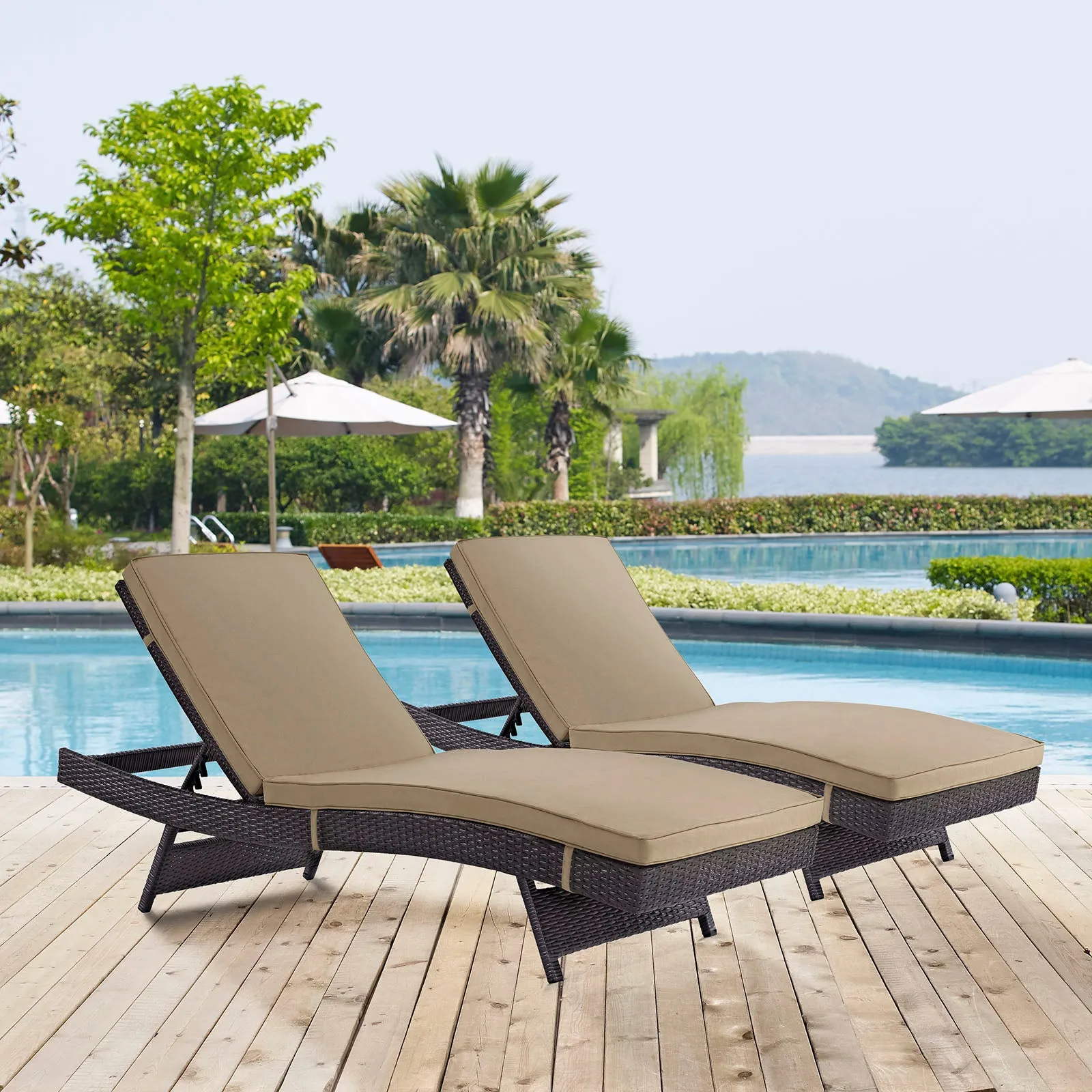 Convene Chaise Outdoor Patio Set of 2 by Modway