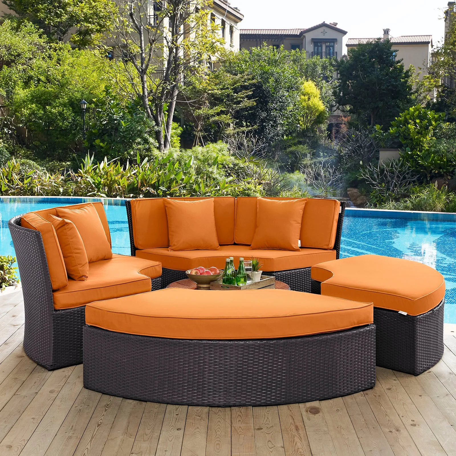 Convene Circular Outdoor Patio Daybed Set by Modway