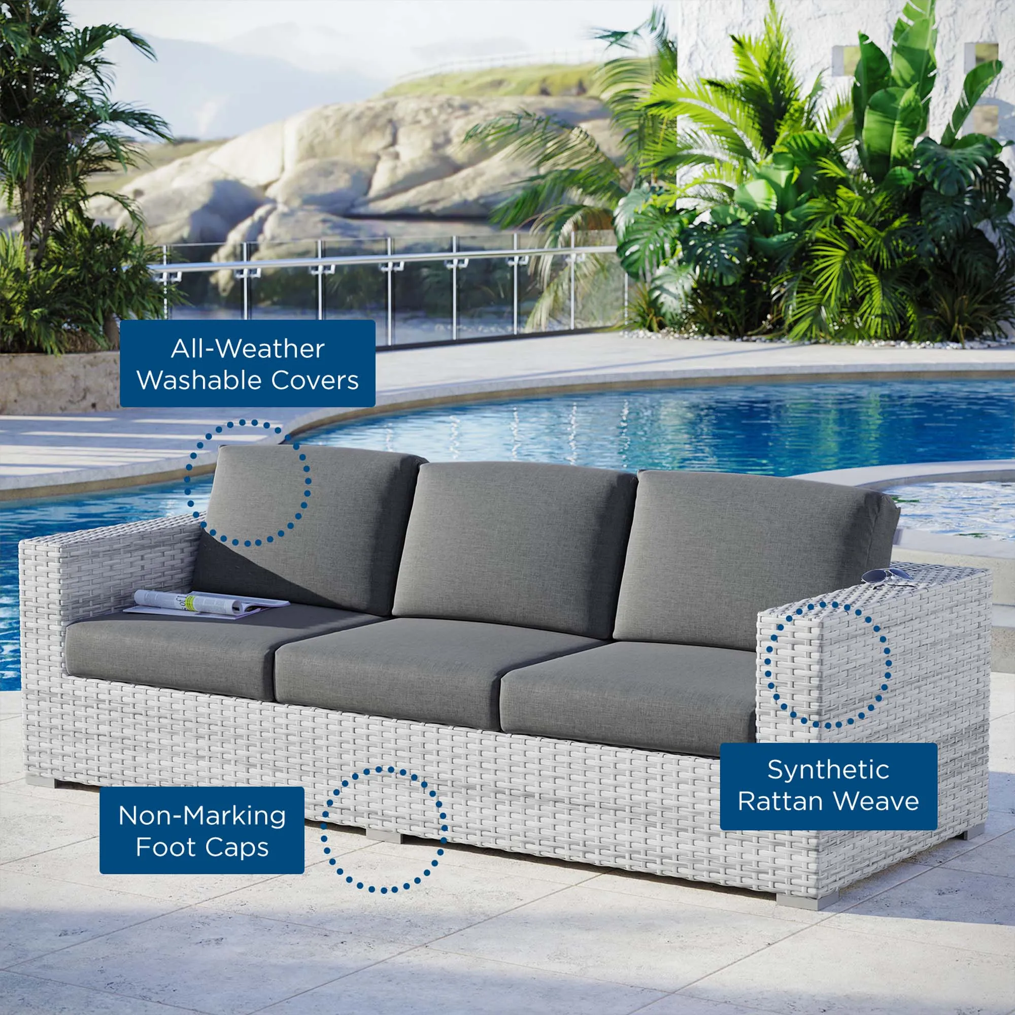 Convene Outdoor Patio Sofa by Modway