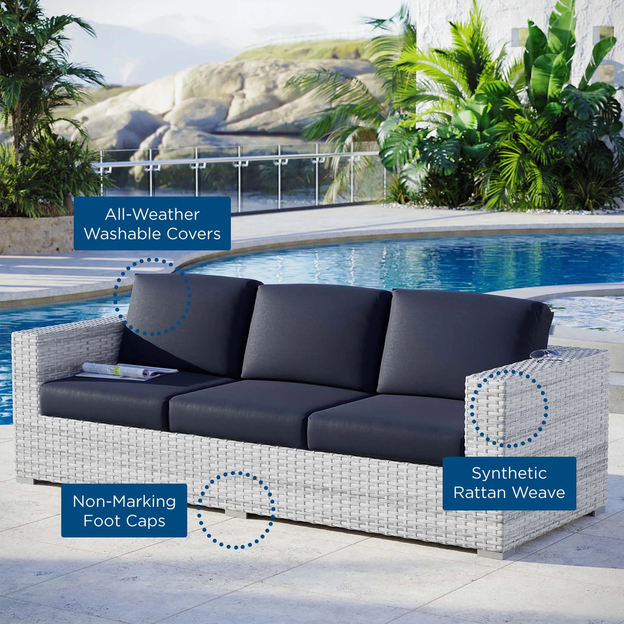 Convene Outdoor Patio Sofa by Modway