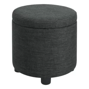 Convenience Concepts R9-221 Designs4Comfort Round Accent Storage Ottoman W/Reversible Tray Lid, Dark Charcoal Gray