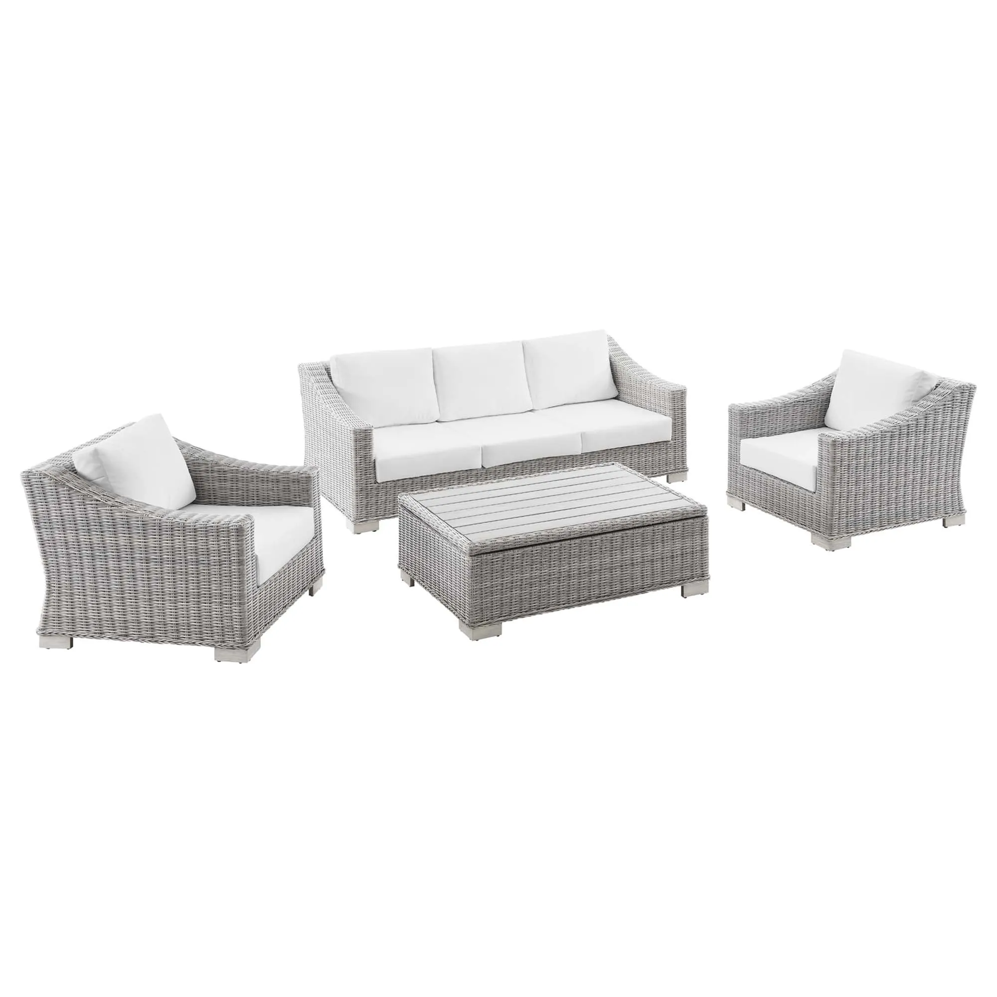 Conway 4-Piece Outdoor Patio Wicker Rattan Furniture Set by Modway