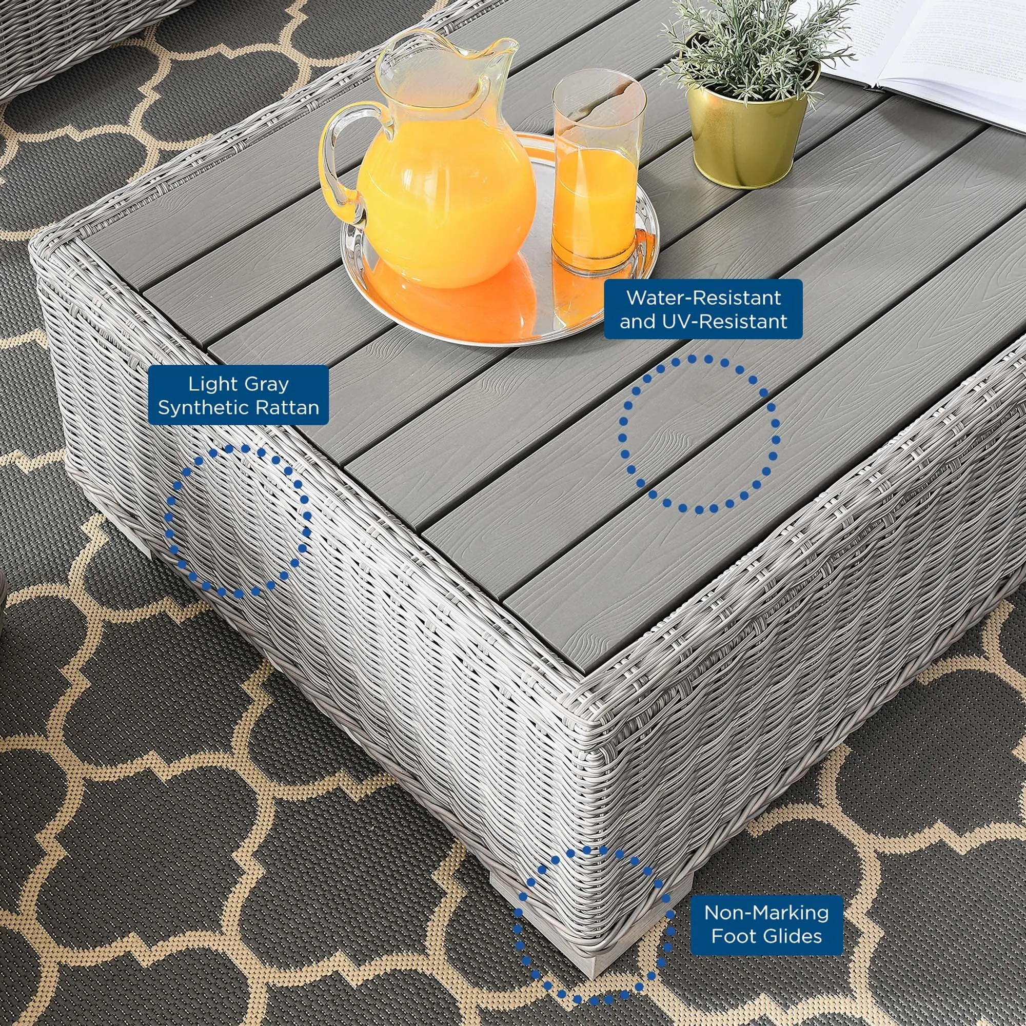 Conway 4-Piece Outdoor Patio Wicker Rattan Furniture Set by Modway