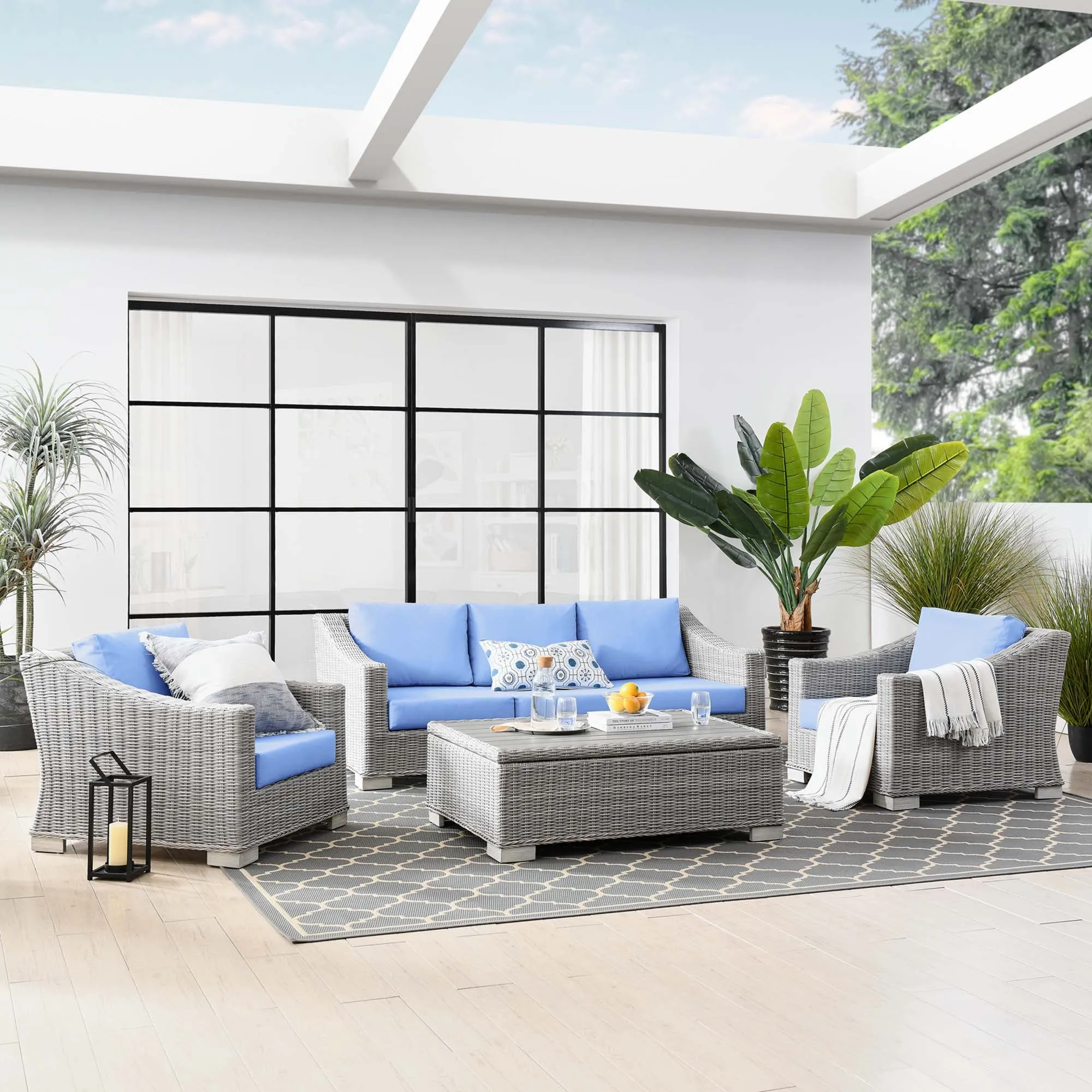 Conway 4-Piece Outdoor Patio Wicker Rattan Furniture Set by Modway