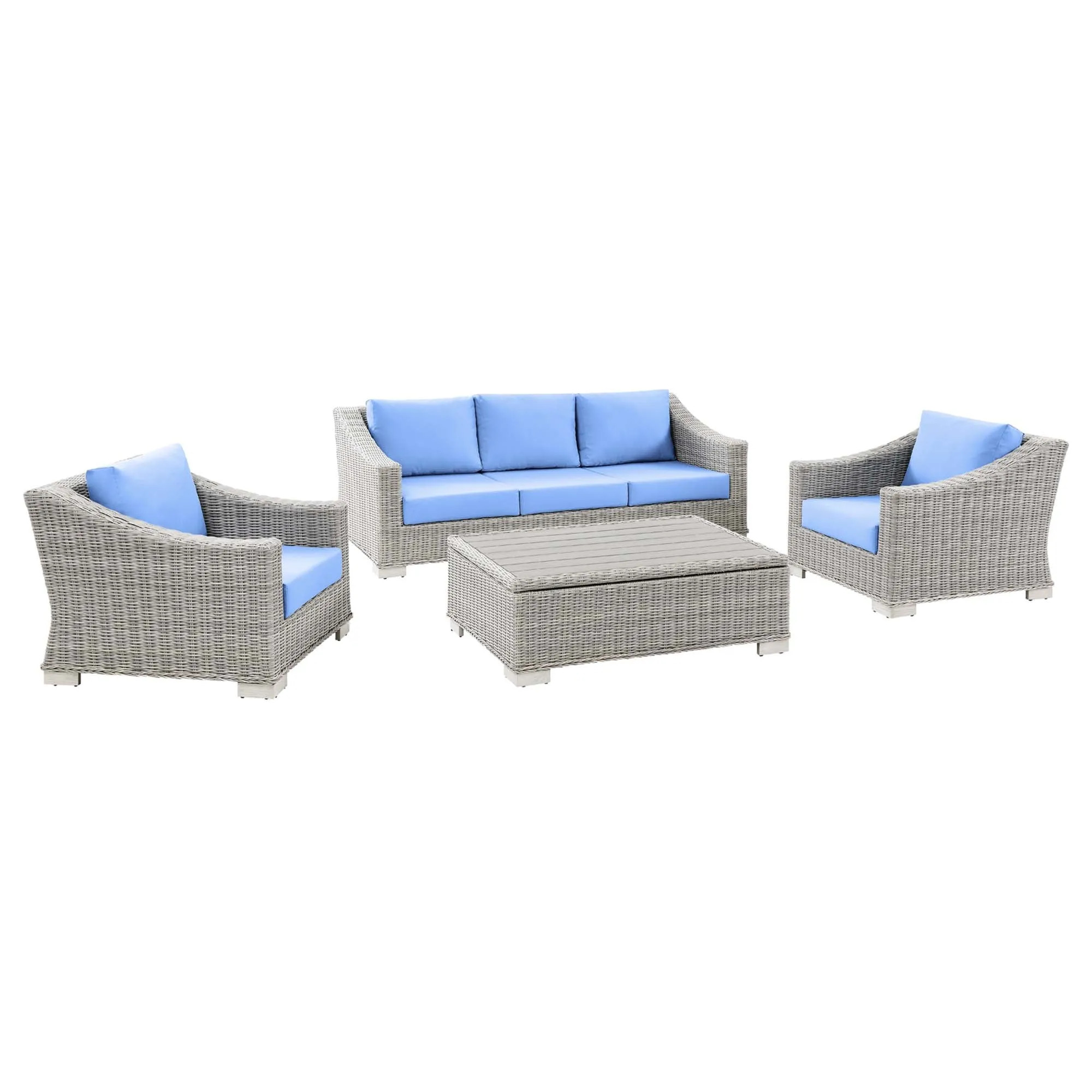 Conway 4-Piece Outdoor Patio Wicker Rattan Furniture Set by Modway