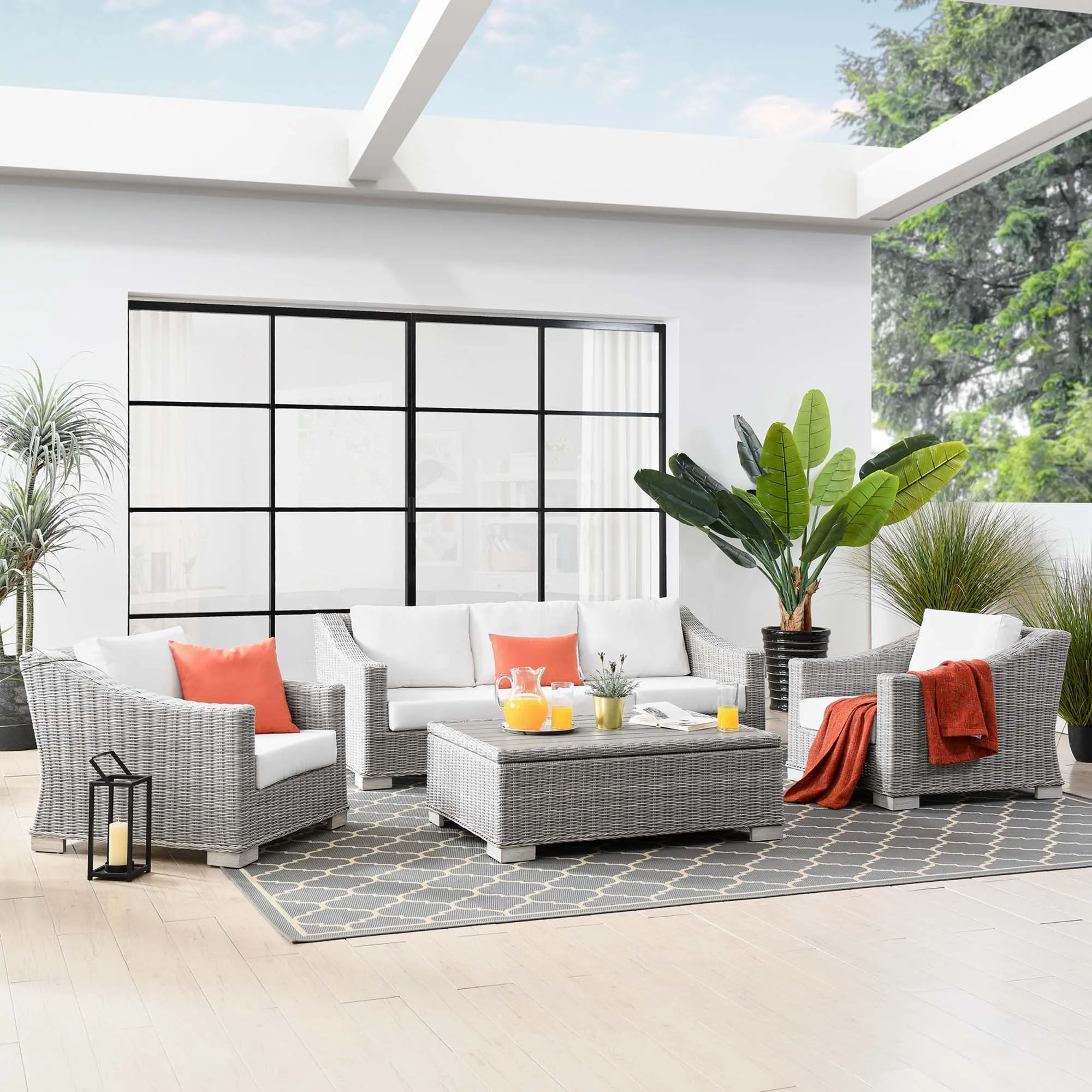 Conway 4-Piece Outdoor Patio Wicker Rattan Furniture Set by Modway