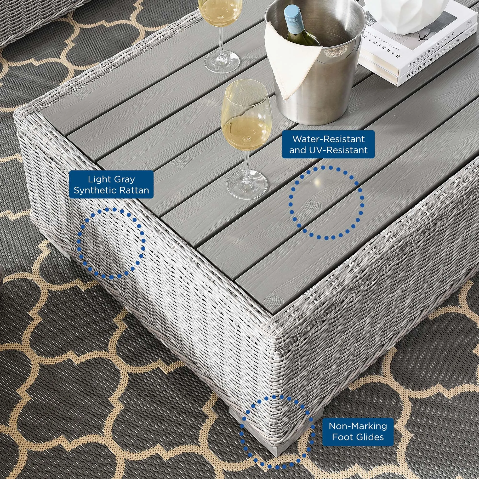 Conway 4-Piece Outdoor Patio Wicker Rattan Furniture Set by Modway