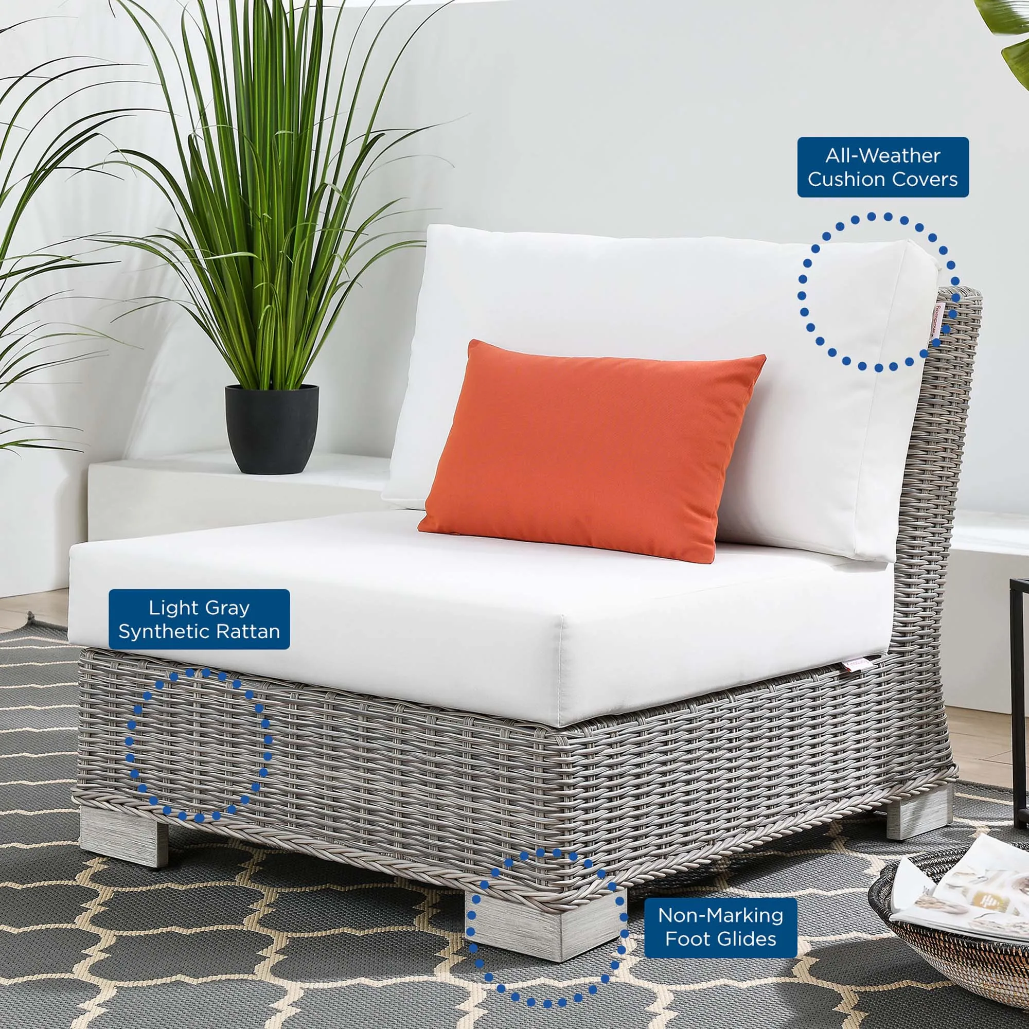 Conway 5-Piece Outdoor Patio Wicker Rattan Furniture Set by Modway