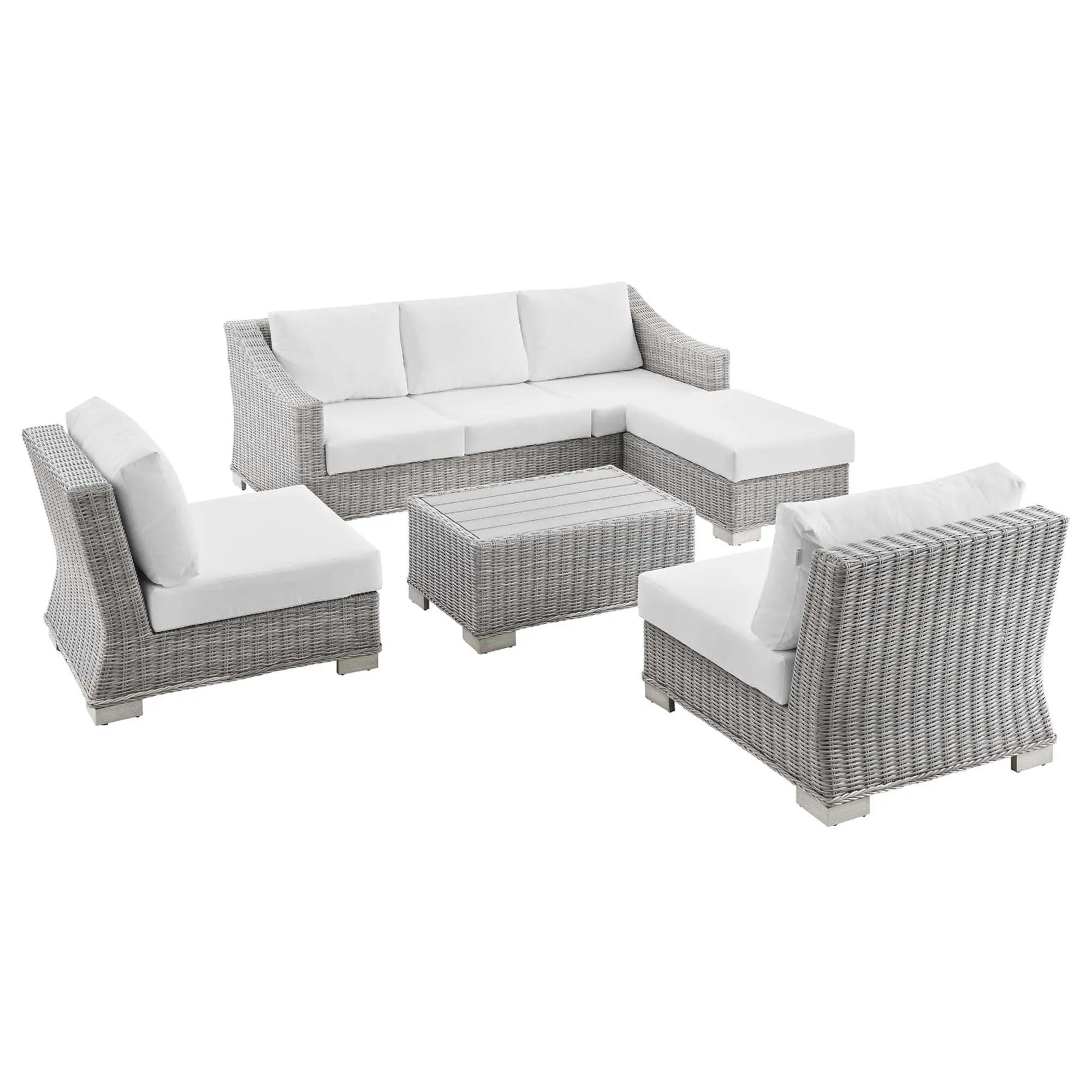 Conway 5-Piece Outdoor Patio Wicker Rattan Furniture Set by Modway