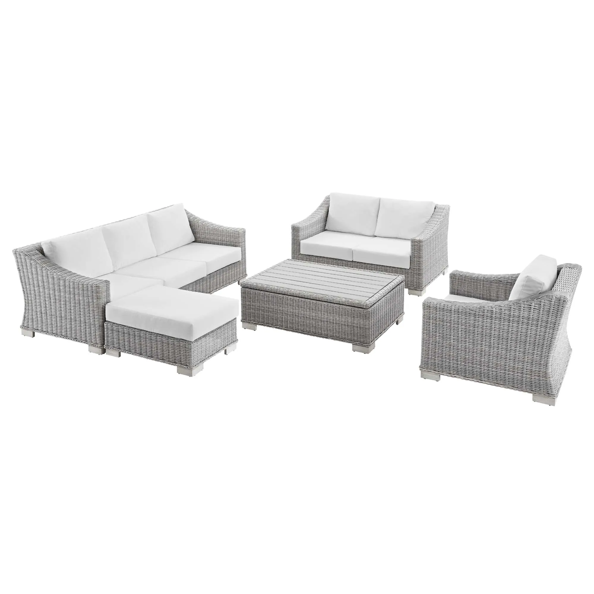 Conway 5-Piece Outdoor Patio Wicker Rattan Furniture Set by Modway