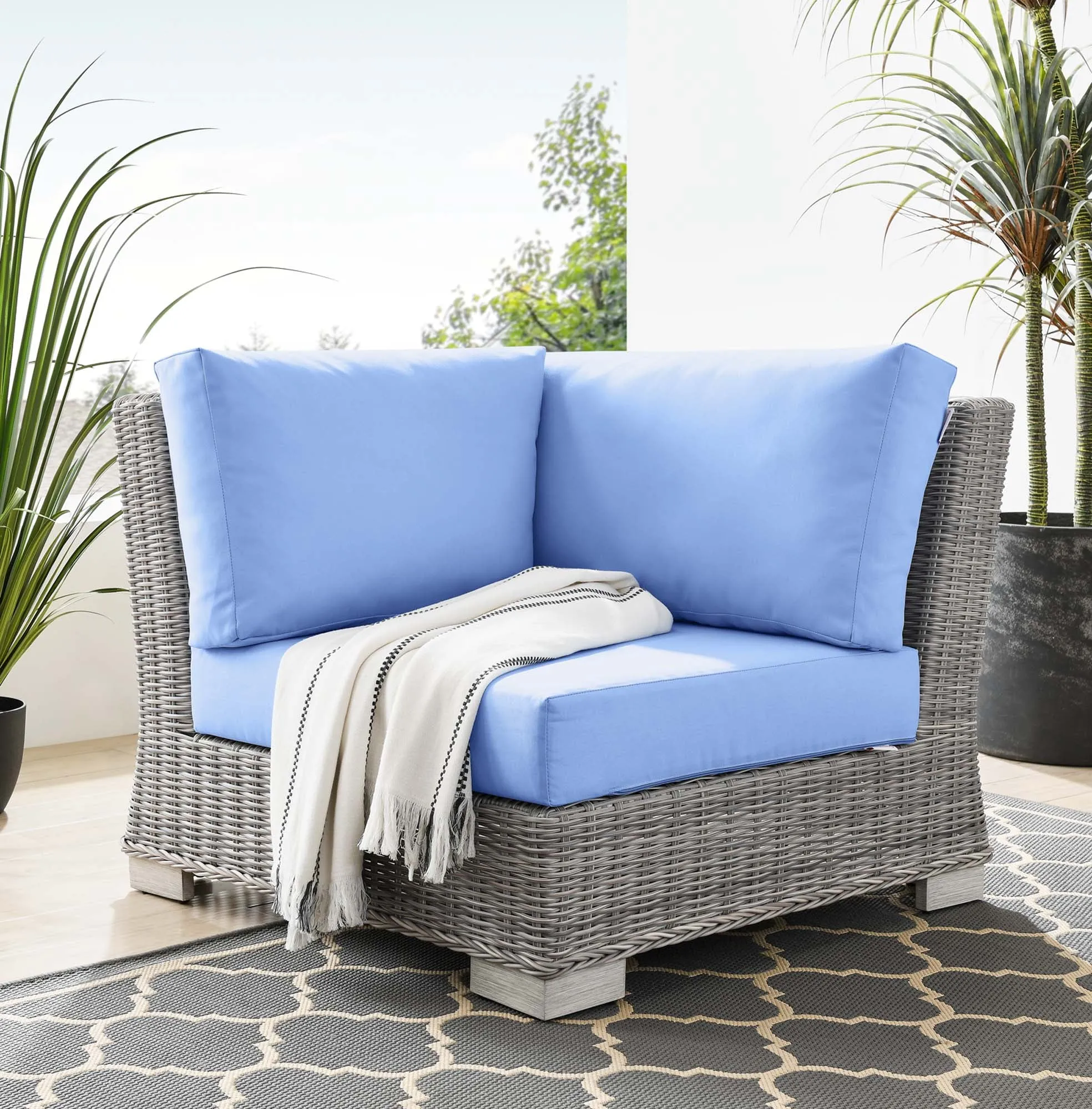 Conway Outdoor Patio Wicker Rattan Corner Chair by Modway