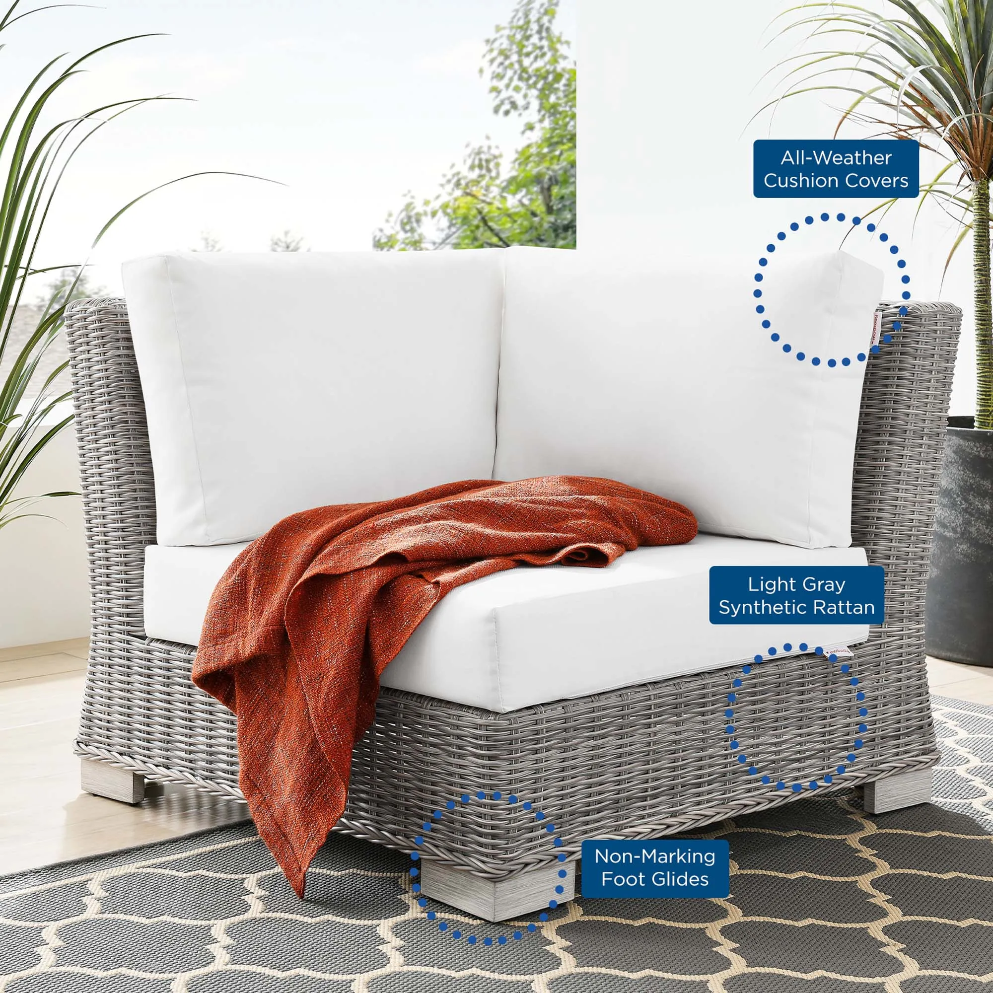 Conway Outdoor Patio Wicker Rattan Corner Chair by Modway