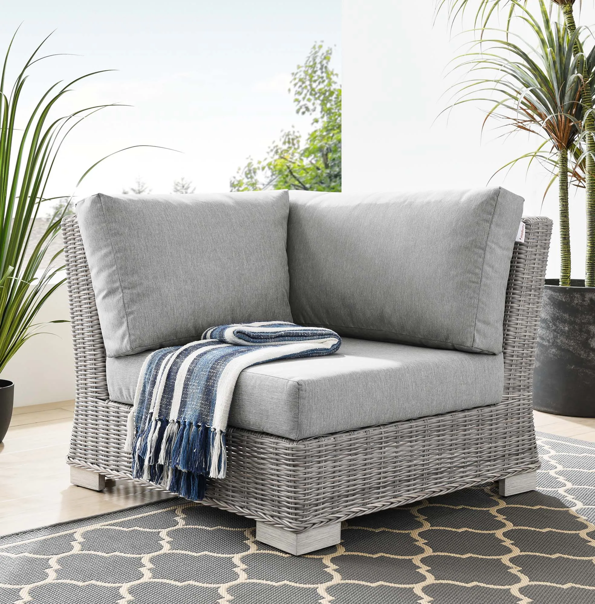 Conway Outdoor Patio Wicker Rattan Corner Chair by Modway
