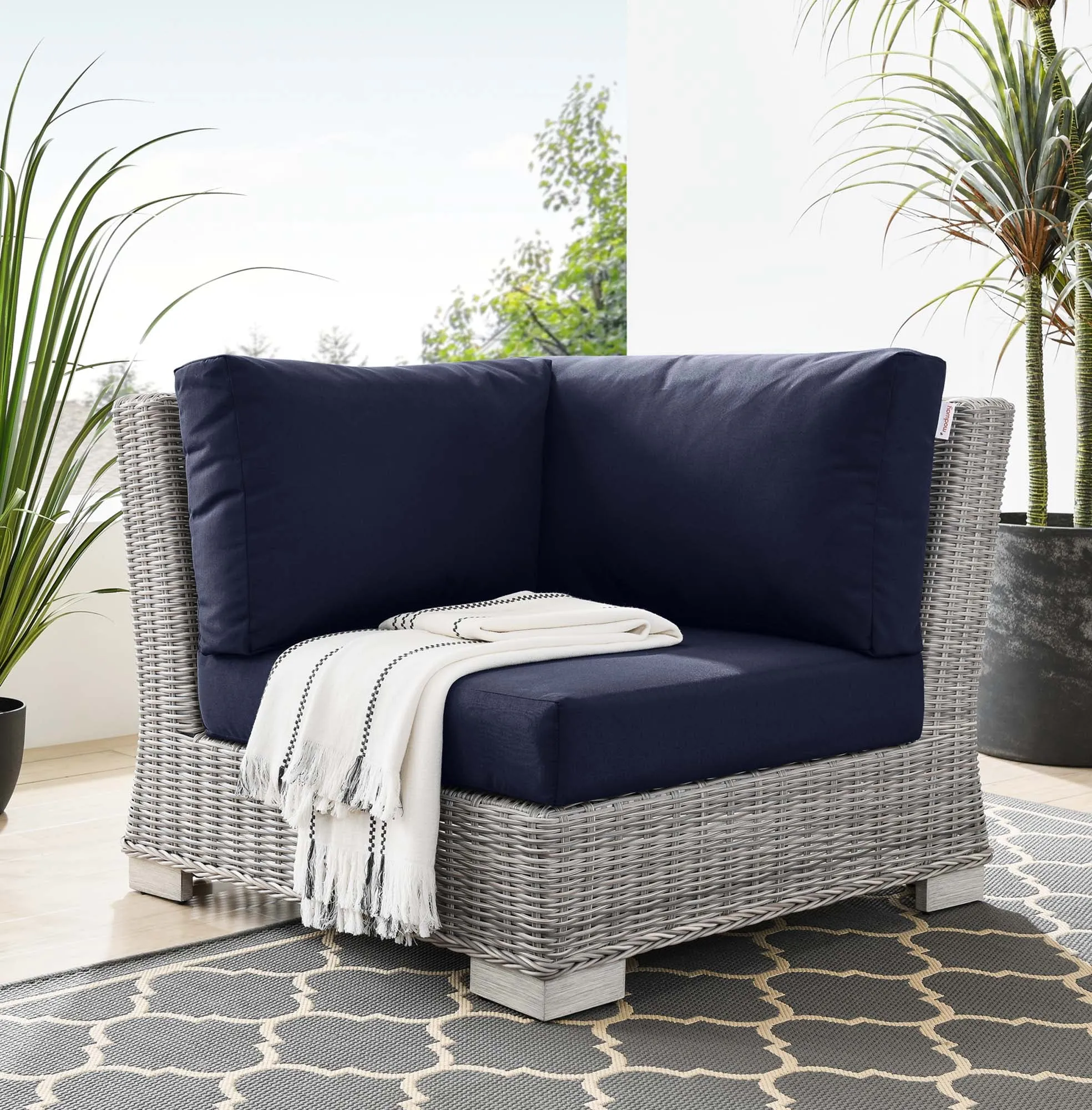 Conway Outdoor Patio Wicker Rattan Corner Chair by Modway