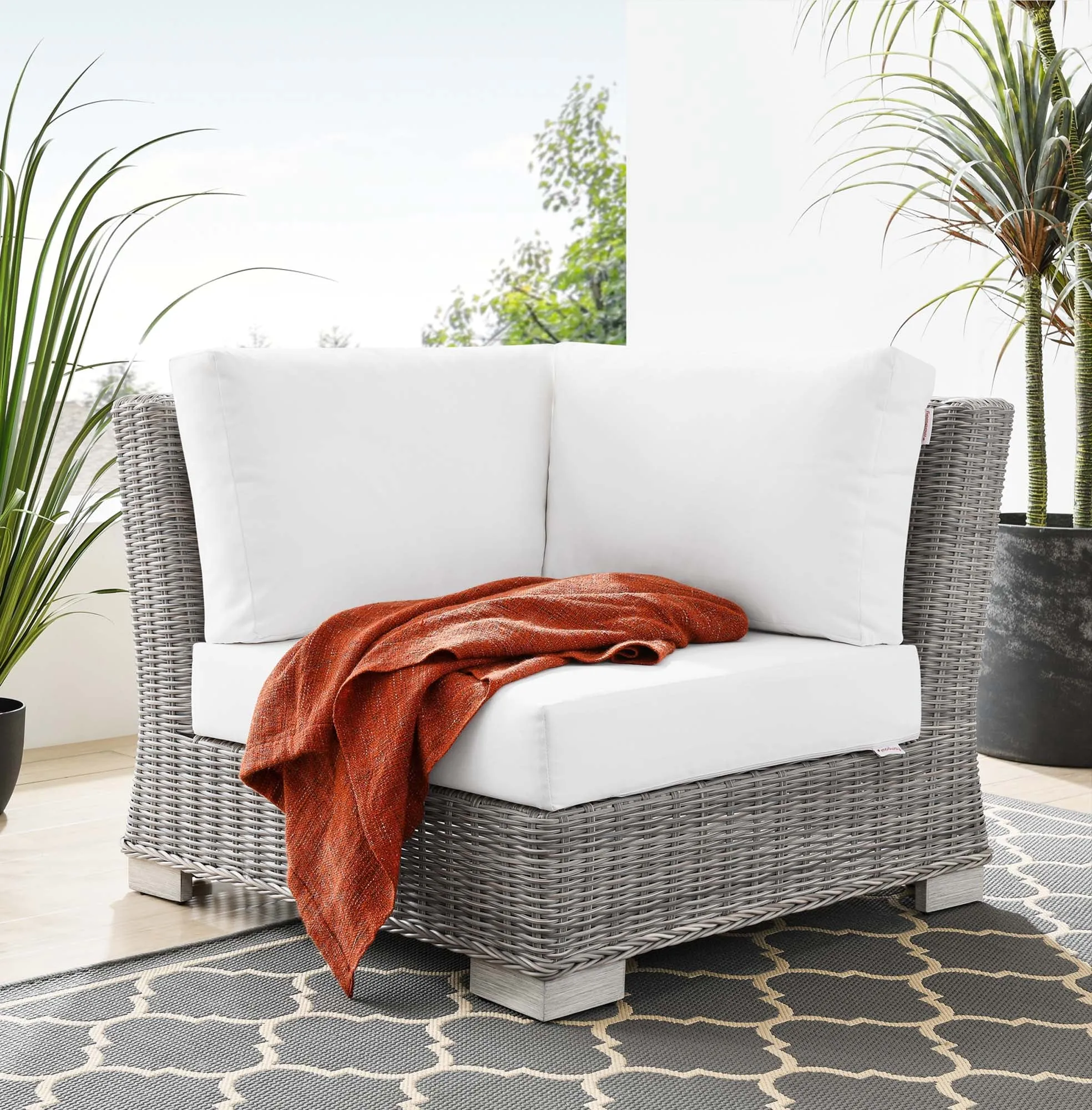 Conway Outdoor Patio Wicker Rattan Corner Chair by Modway