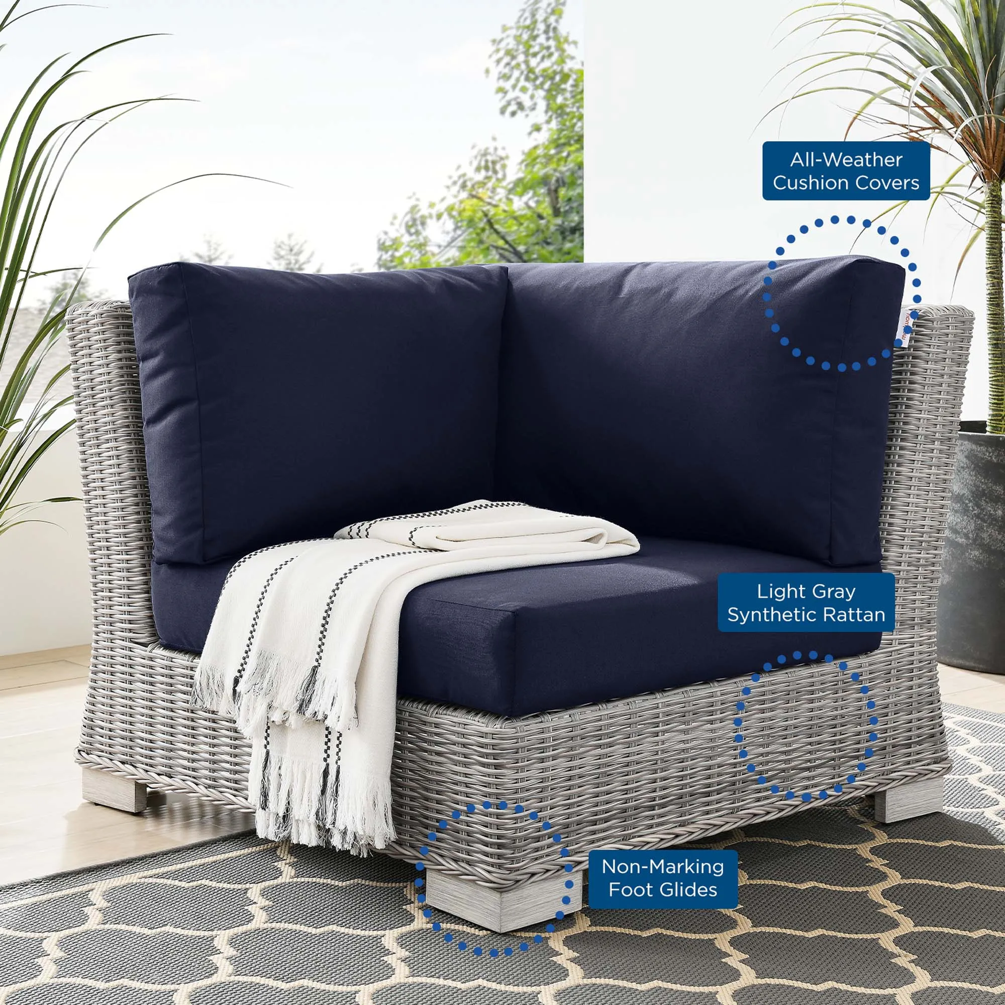 Conway Outdoor Patio Wicker Rattan Corner Chair by Modway