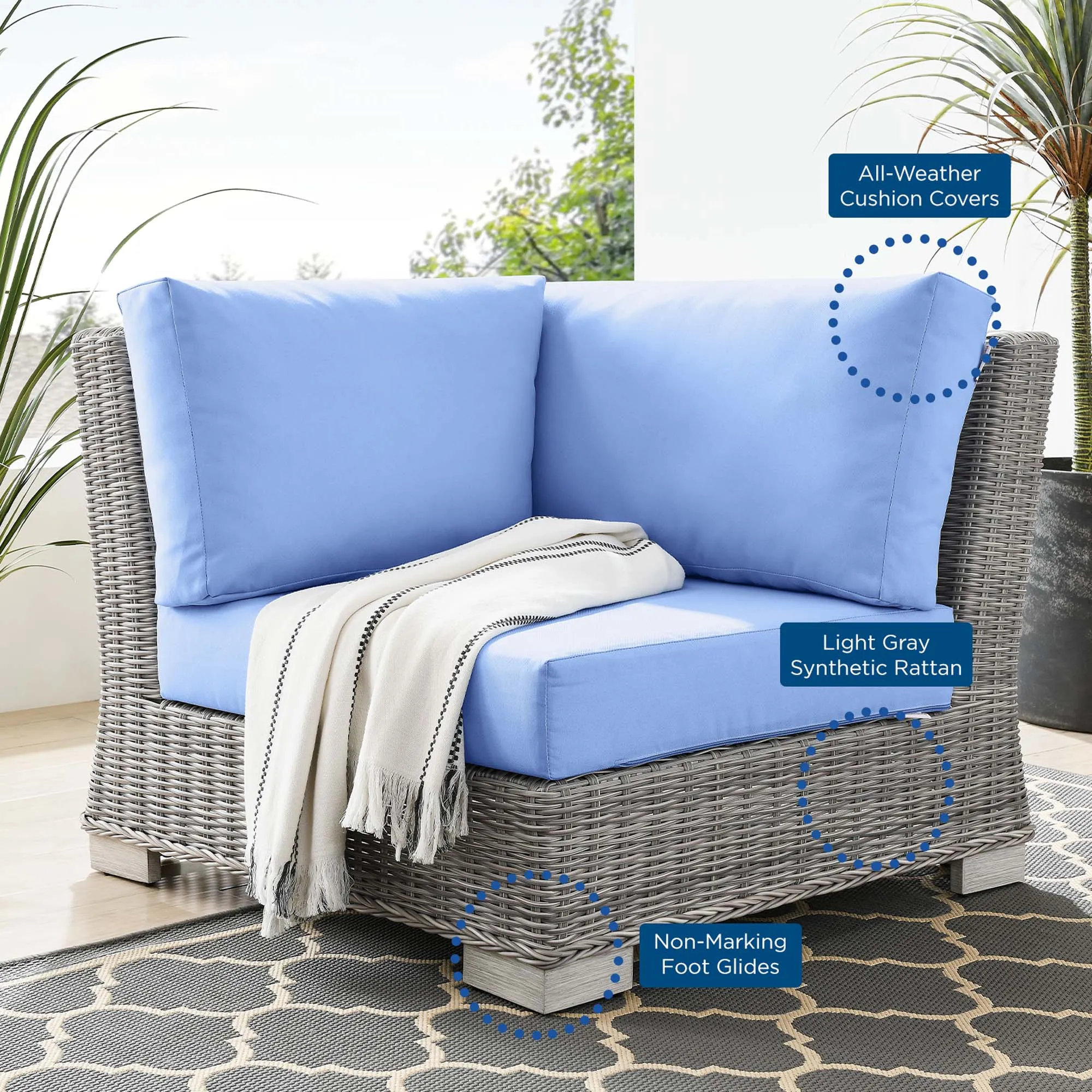 Conway Outdoor Patio Wicker Rattan Corner Chair by Modway