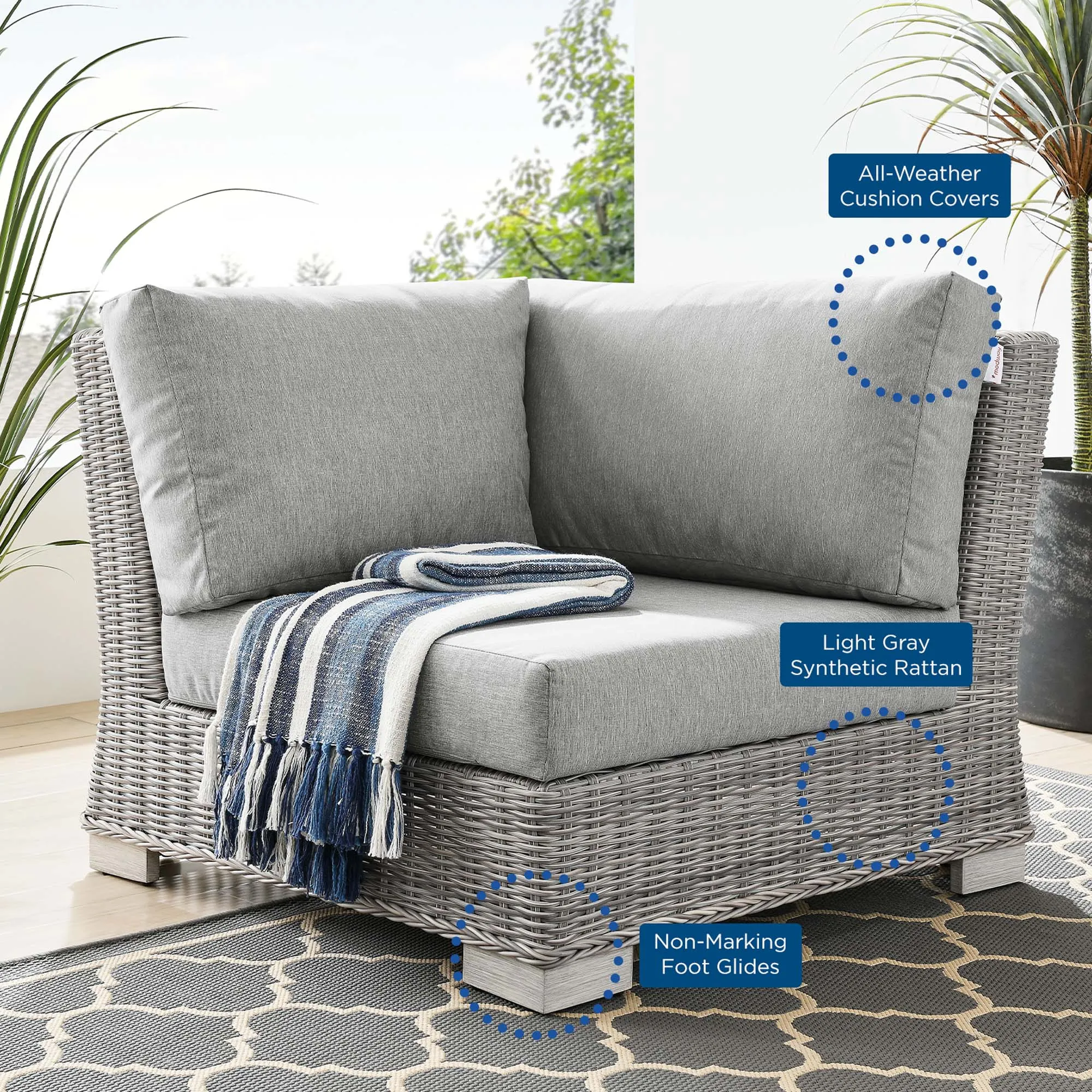 Conway Outdoor Patio Wicker Rattan Corner Chair by Modway