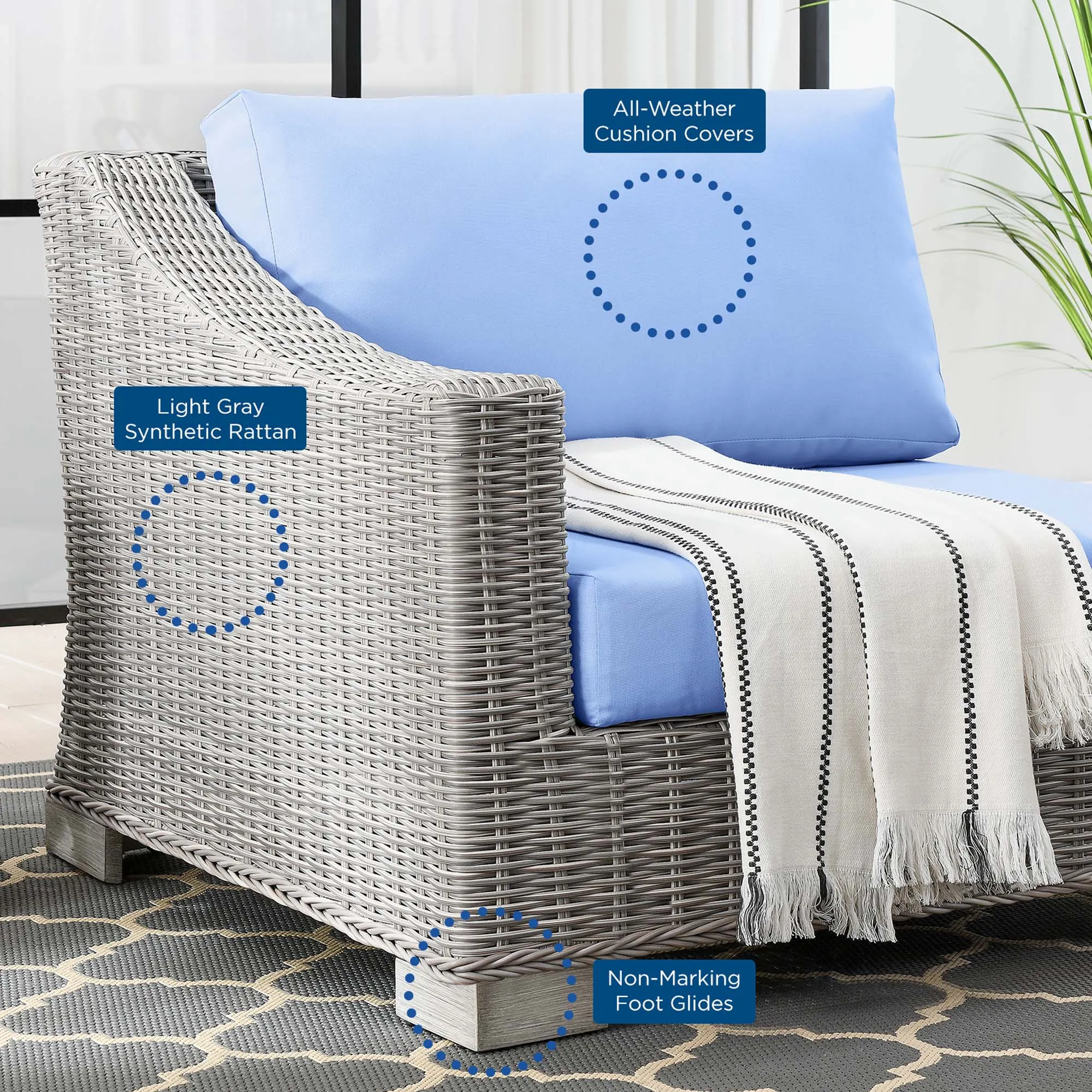 Conway Outdoor Patio Wicker Rattan Left-Arm Chair by Modway