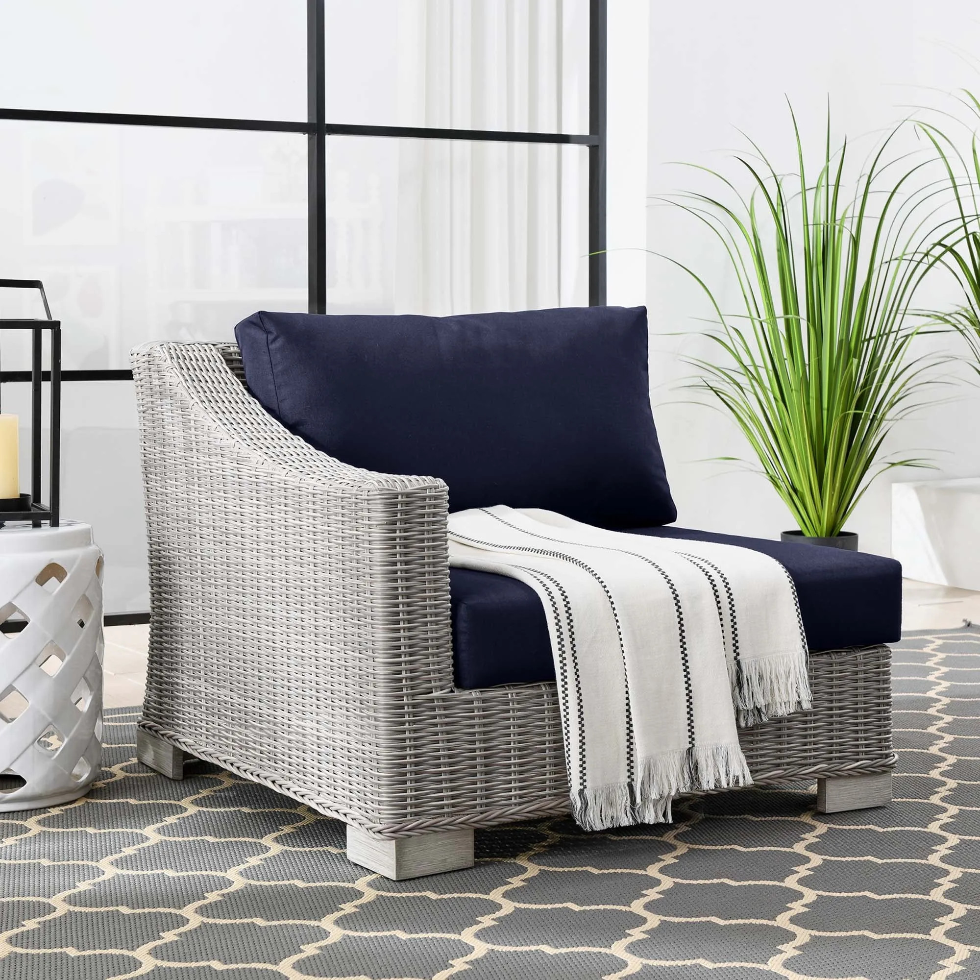 Conway Outdoor Patio Wicker Rattan Left-Arm Chair by Modway