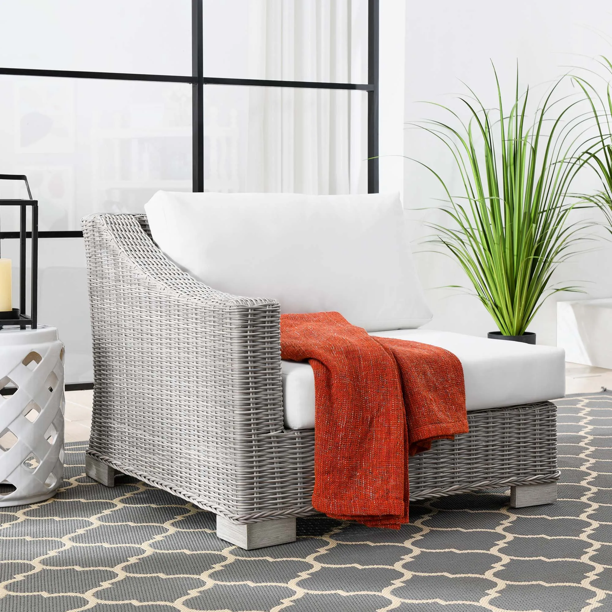 Conway Outdoor Patio Wicker Rattan Left-Arm Chair by Modway
