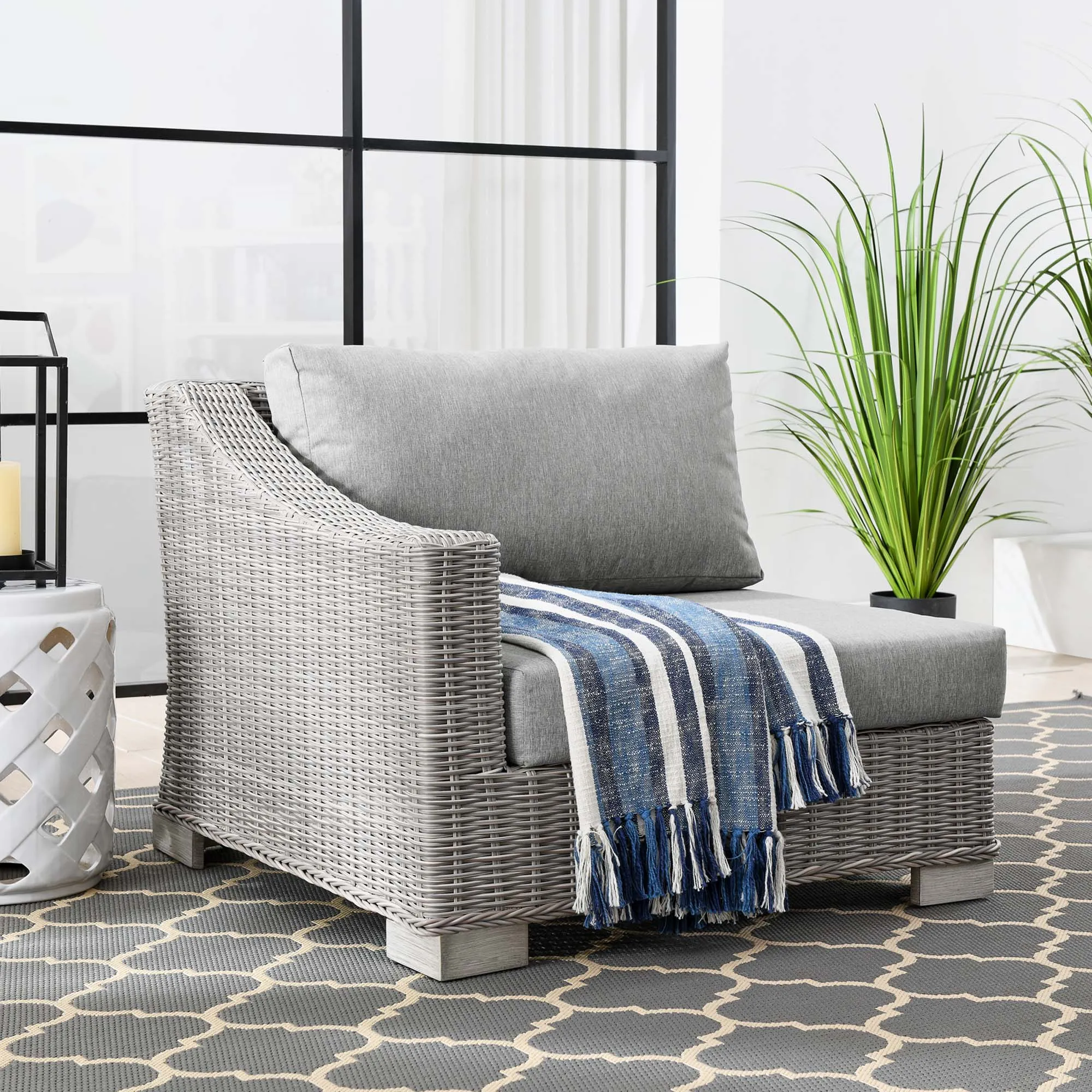 Conway Outdoor Patio Wicker Rattan Left-Arm Chair by Modway