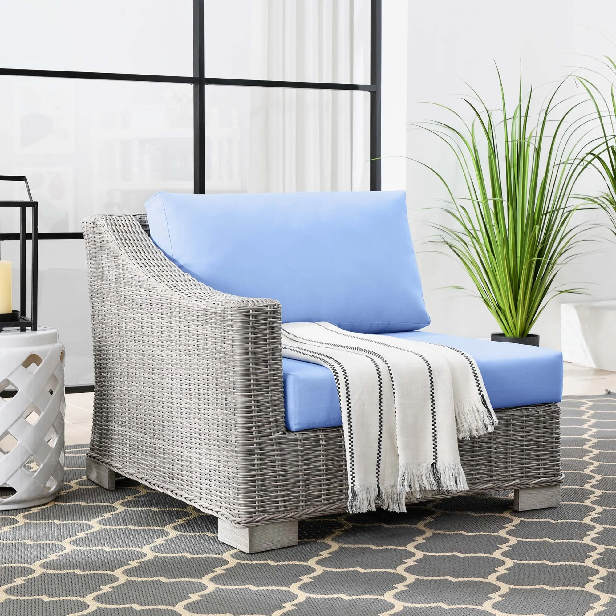 Conway Outdoor Patio Wicker Rattan Left-Arm Chair by Modway