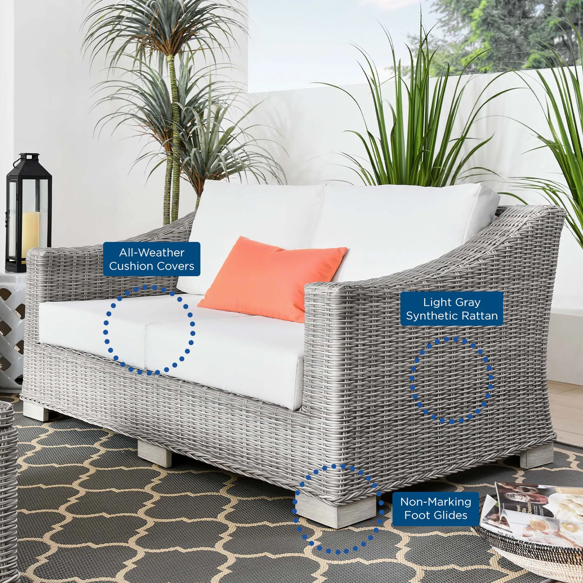 Conway Outdoor Patio Wicker Rattan Loveseat by Modway