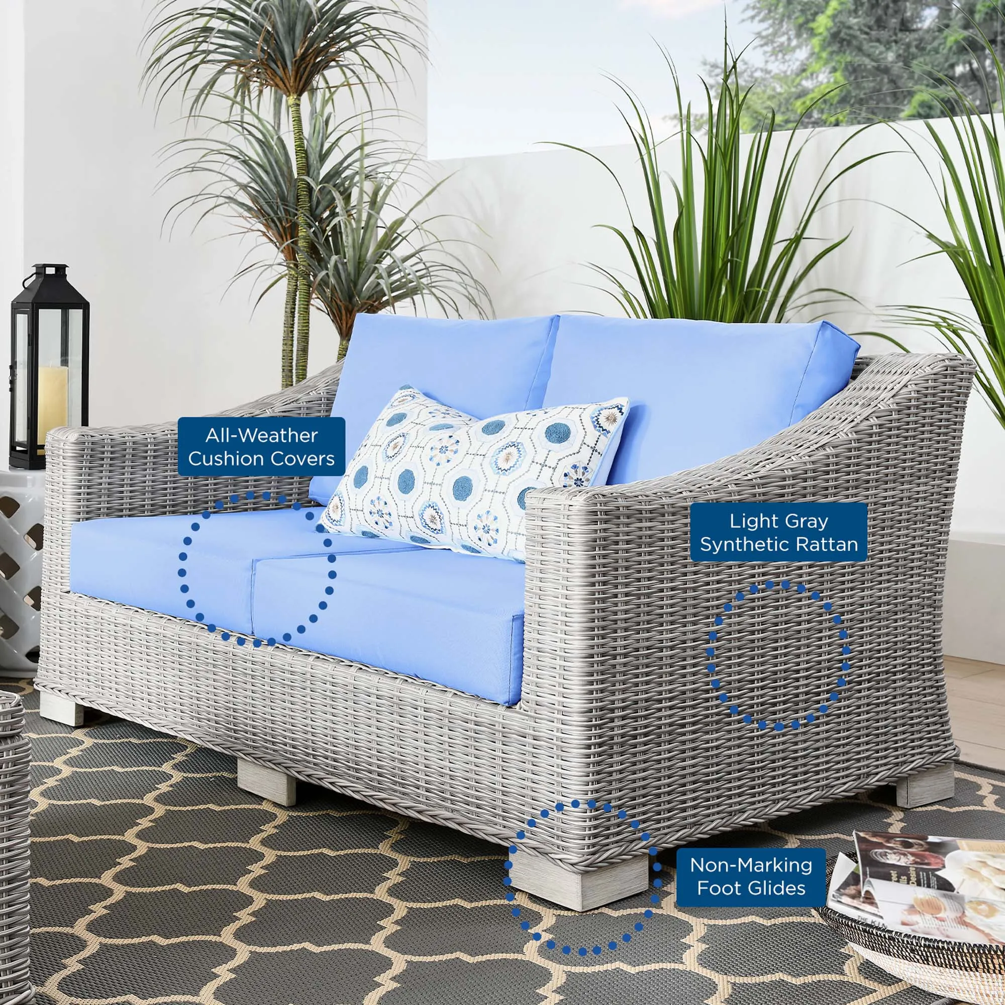 Conway Outdoor Patio Wicker Rattan Loveseat by Modway