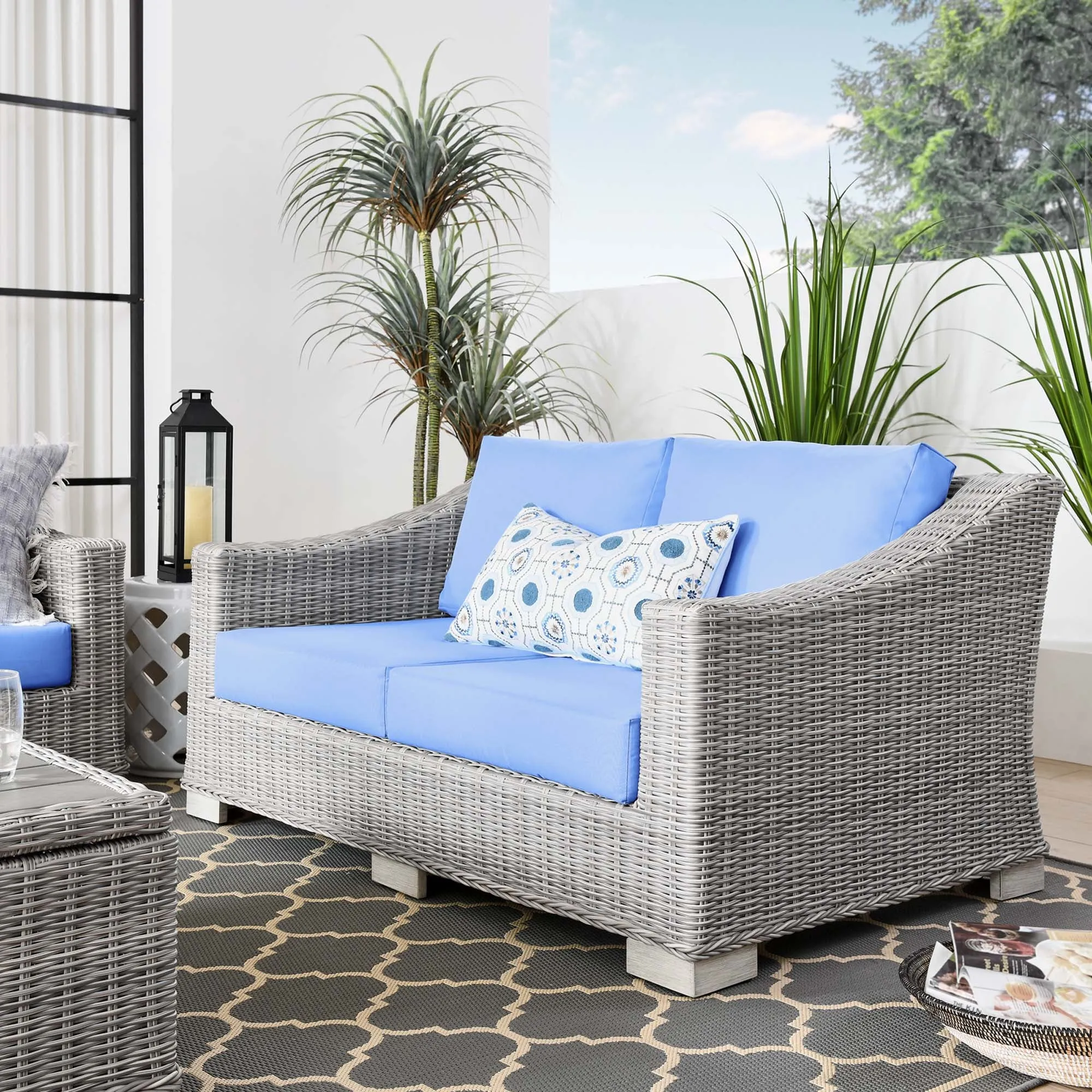 Conway Outdoor Patio Wicker Rattan Loveseat by Modway