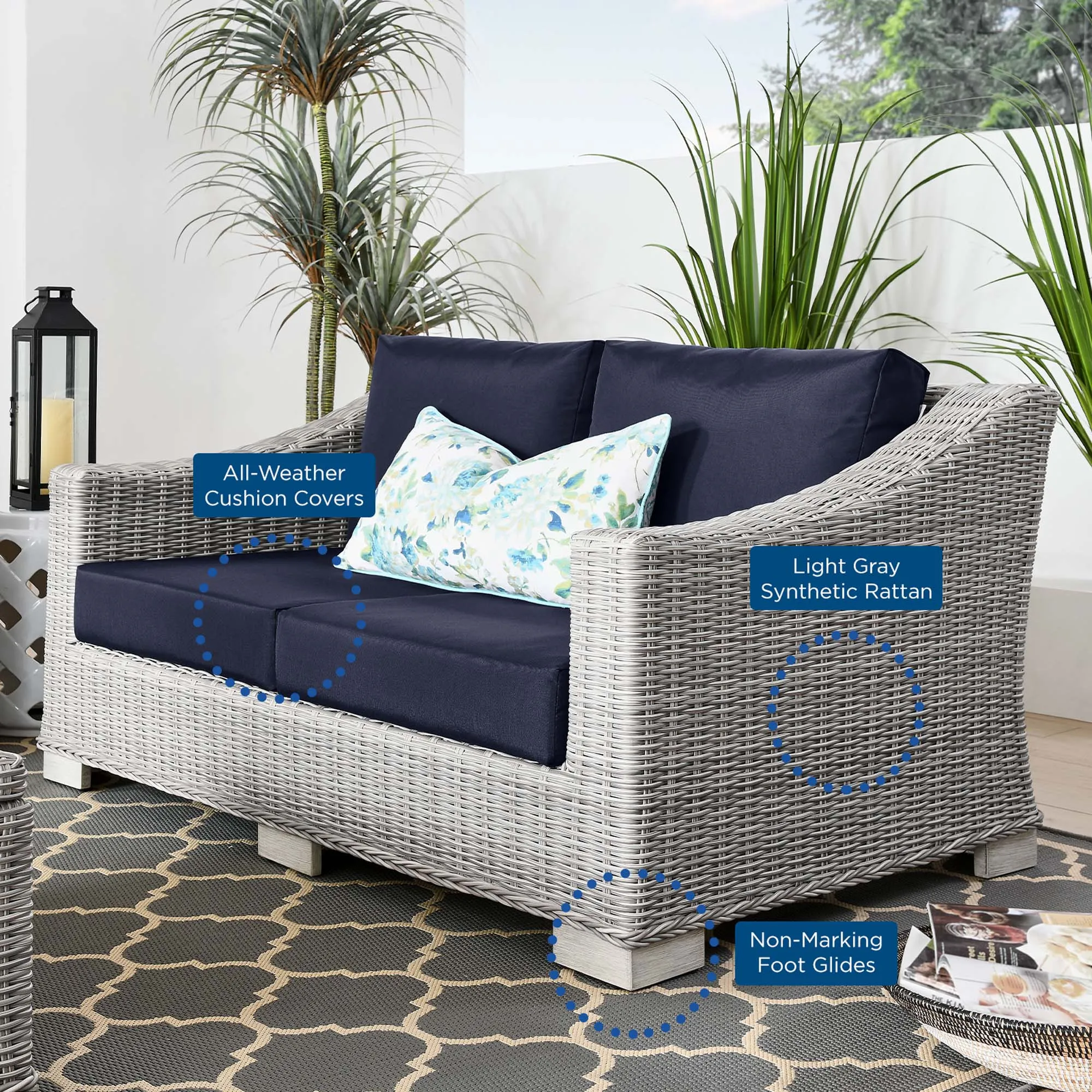 Conway Outdoor Patio Wicker Rattan Loveseat by Modway